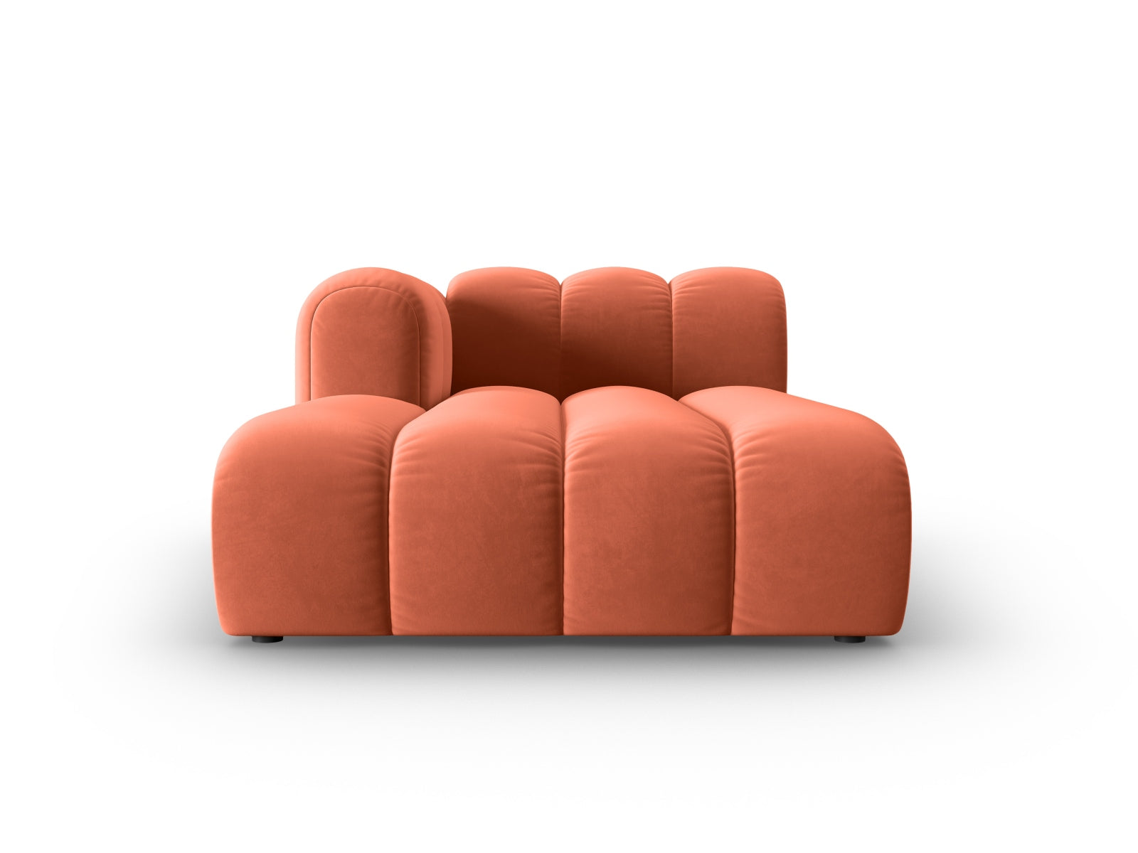 Elegantes Lupine Velour Sofa Chaise Lounge links, 2-Sitzer in stilvollem Coral-Salvador, ideal für moderne Wohnräume.