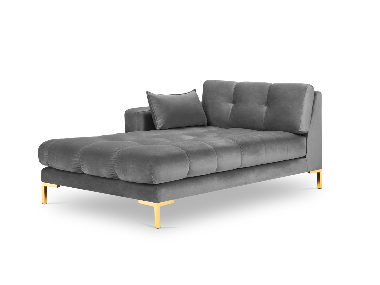 Mamaia Velour Sofa Chaise Lounge links 1 Sitz in Light Grey/Gold präsentiert im Onlineshop von KAQTU Design AG. L-Sofa links ist von Micadoni