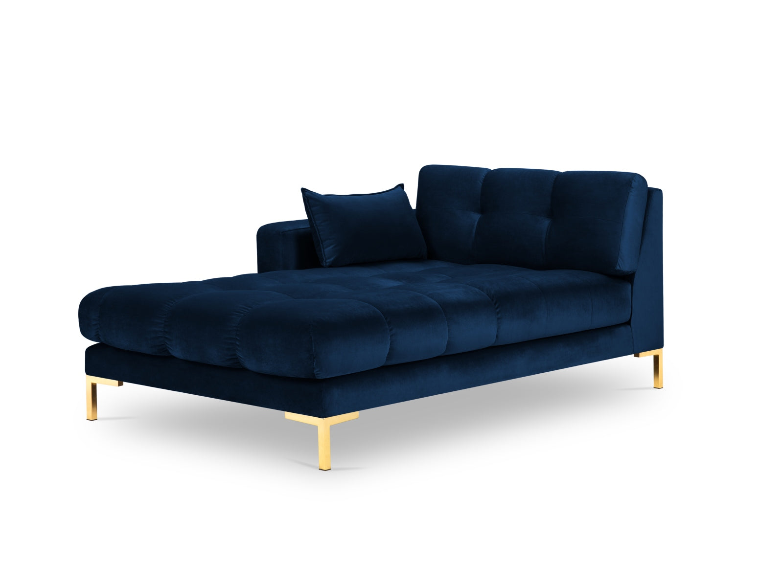 Mamaia Velour Sofa Chaise Lounge links 1 Sitz in Royal Blue/Gold präsentiert im Onlineshop von KAQTU Design AG. L-Sofa links ist von Micadoni
