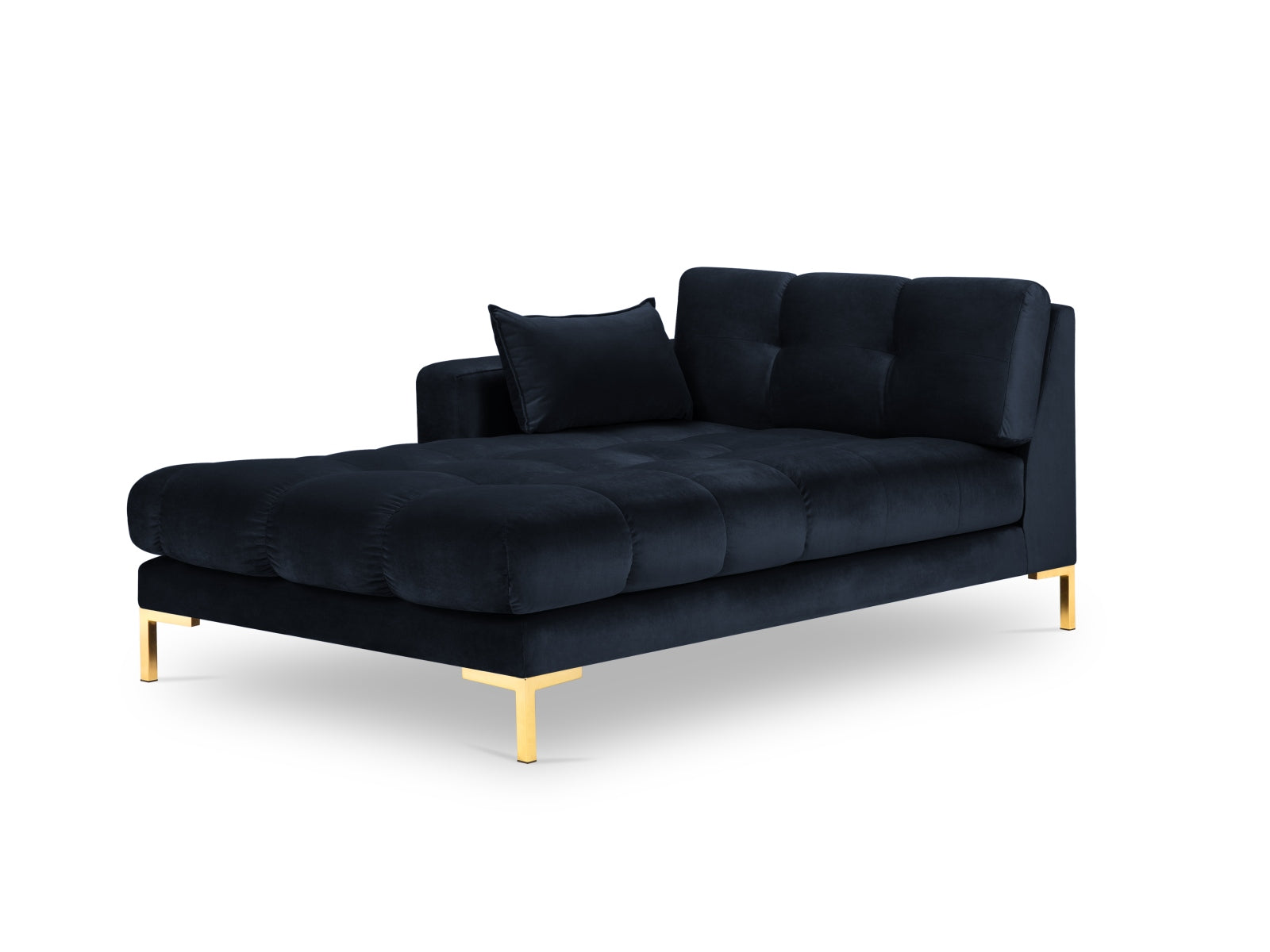Mamaia Velour Sofa Chaise Lounge links 1 Sitz in Dark Blue/Gold präsentiert im Onlineshop von KAQTU Design AG. L-Sofa links ist von Micadoni