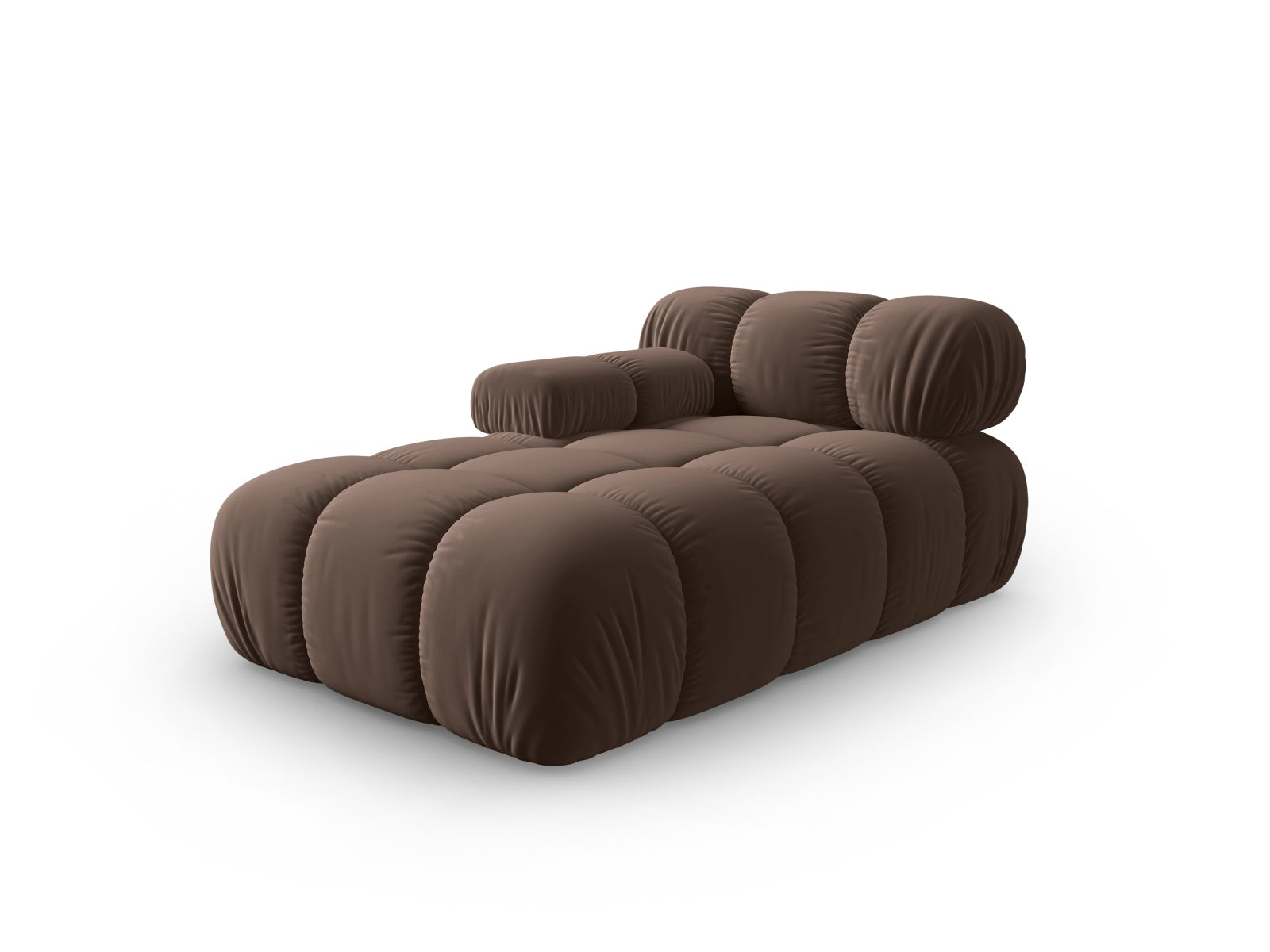 Elegantes Bellis Velour Sofa Chaise Lounge in Dunkelbraun, ideal für stilvolle Wohnräume. Modulares Design von Micadoni.