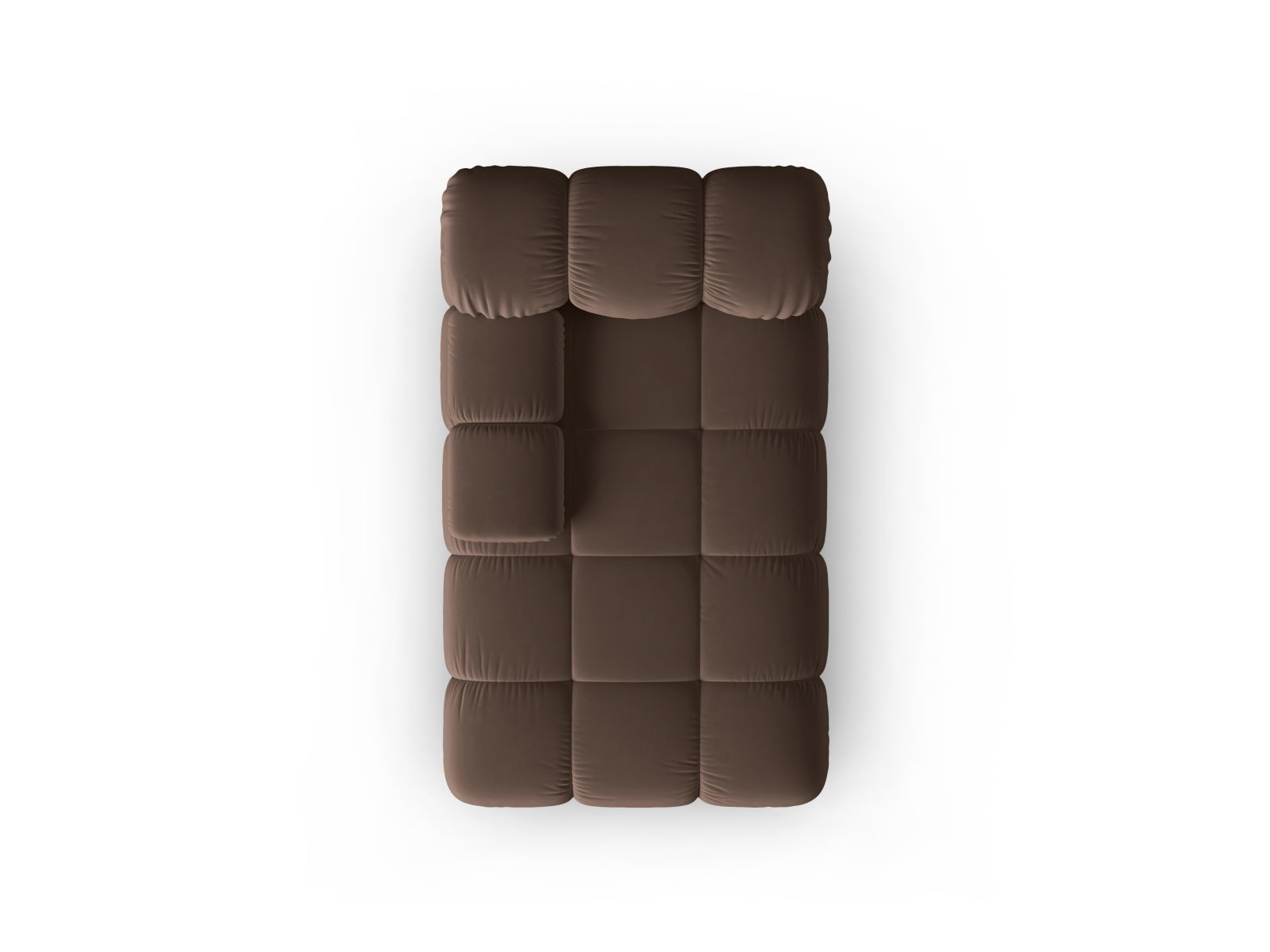 Elegantes Bellis Velour Sofa Chaise Lounge in luxuriösem Dunkelbraun, ideal für stilvolle Wohnräume. Modulares Design von Micadoni.