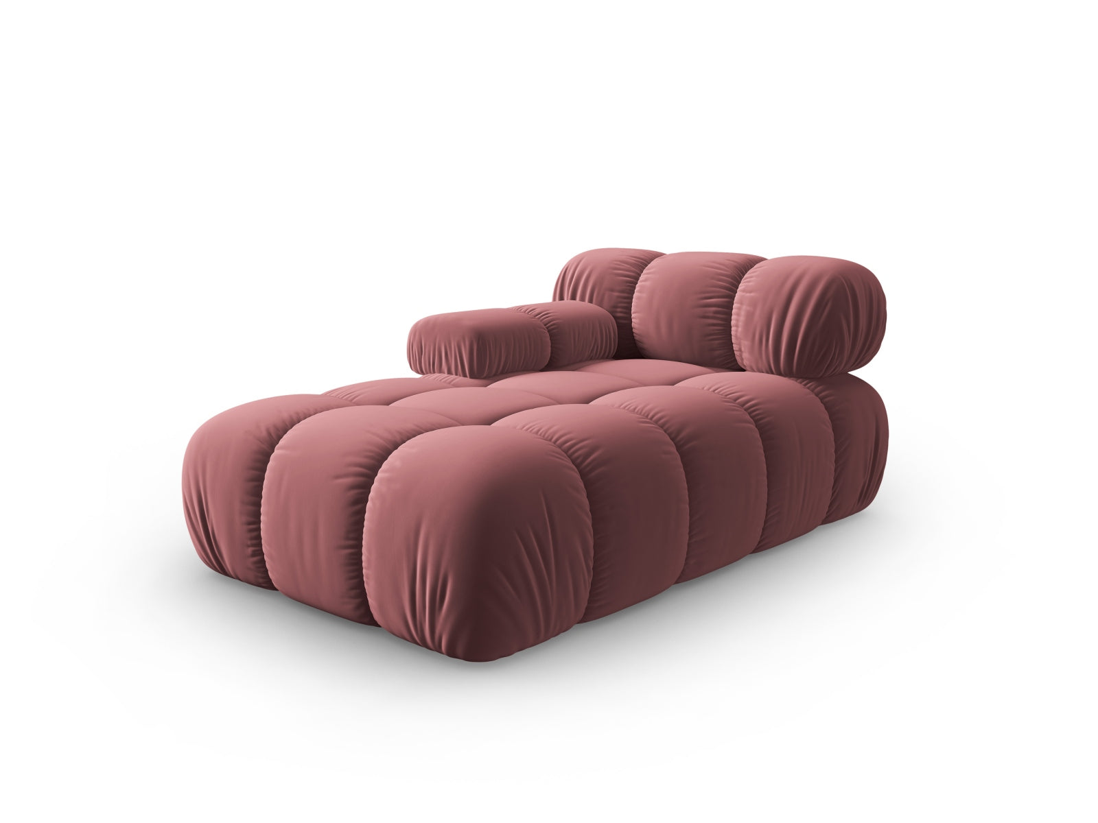 Elegantes Bellis Velour Sofa Chaise Lounge in Pink-Bluvel, ideal für stilvolle Wohnräume. Modulares Design von Micadoni.