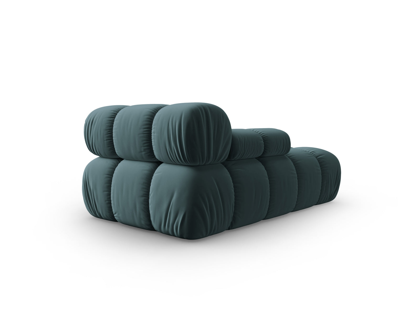 Stylisches Bellis Velour Sofa Chaise Lounge in Türkis, linksseitig, perfekt für moderne Wohnkonzepte. Hochwertige Verarbeitung von Micadoni.
