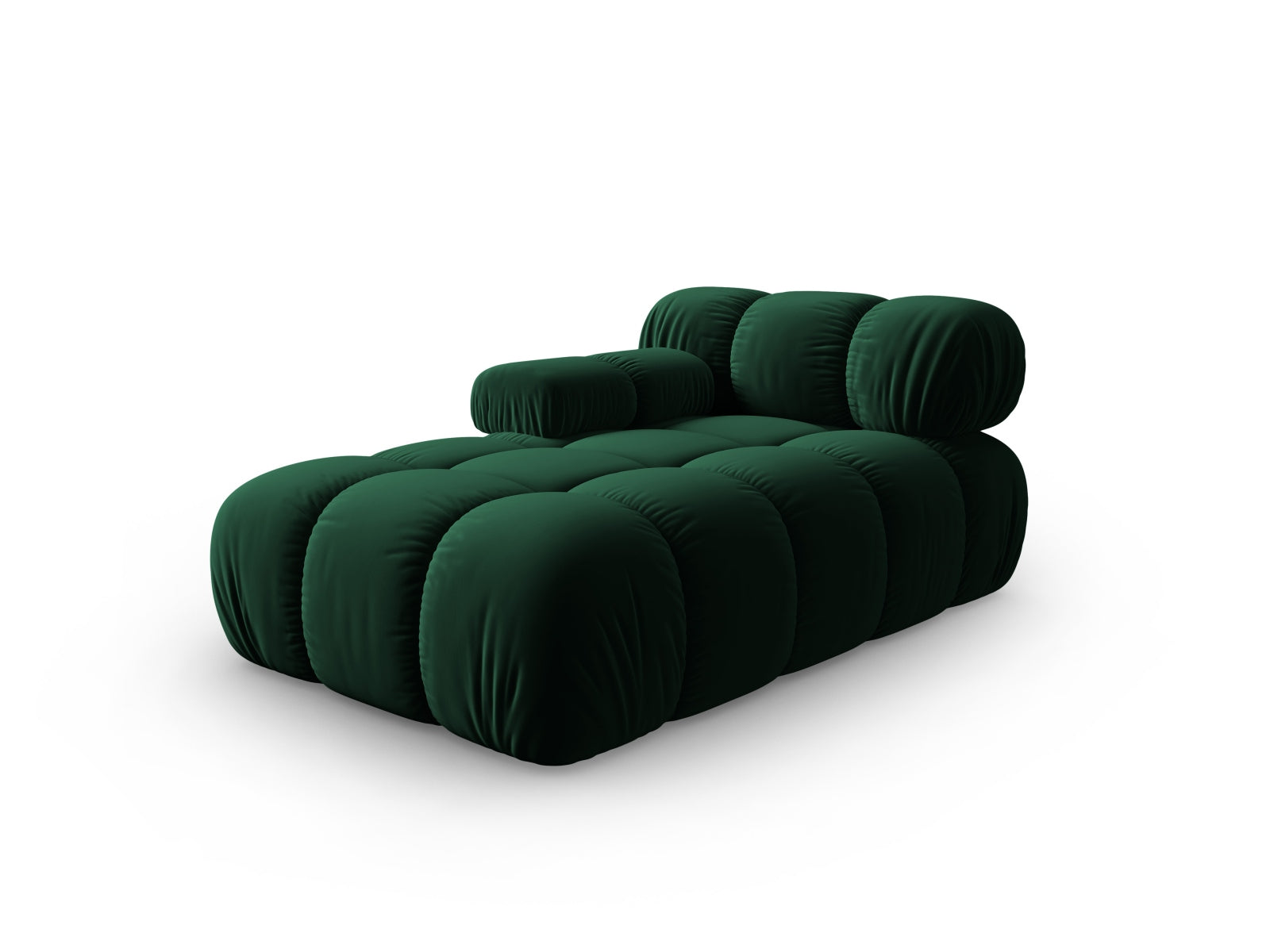 Elegantes Bellis Velour Sofa Chaise Lounge in Flaschengrün, ideal für stilvolle Wohnräume. Modulares Design von Micadoni.