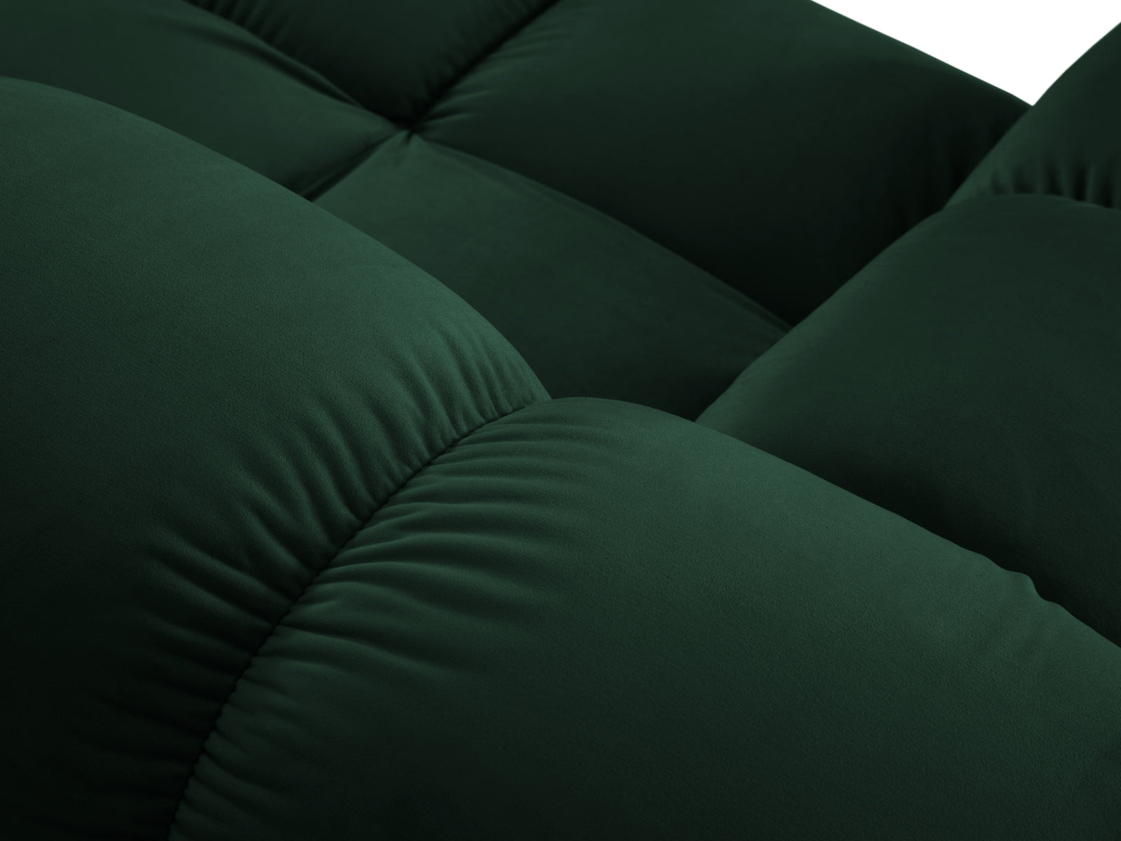 Elegantes Bellis Velour Sofa Chaise Lounge in tiefem Flaschengrün, ideal für stilvolle Wohnräume und entspannende Momente.