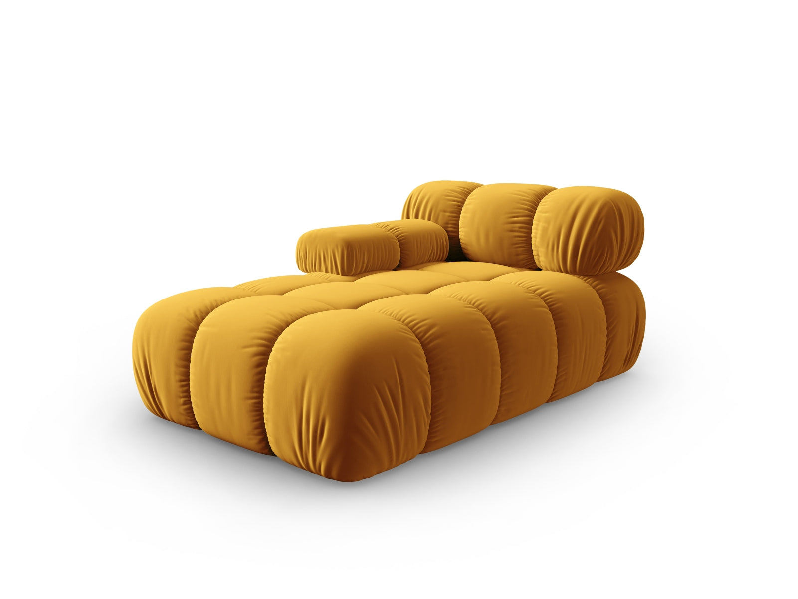 Elegantes Bellis Velour Sofa Chaise Lounge in Gelb-Blau, ideal für stilvolle Wohnräume. Modulares Design von Micadoni.