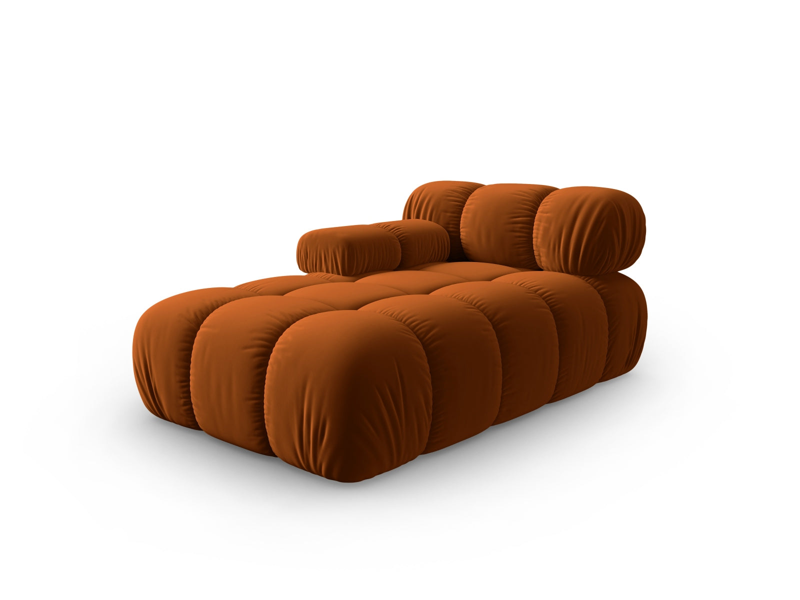 Elegantes Bellis Velour Sofa Chaise Lounge links mit 1 Sitz und 94 cm Breite in stilvollem Terracotta, ideal für moderne Wohnräume.
