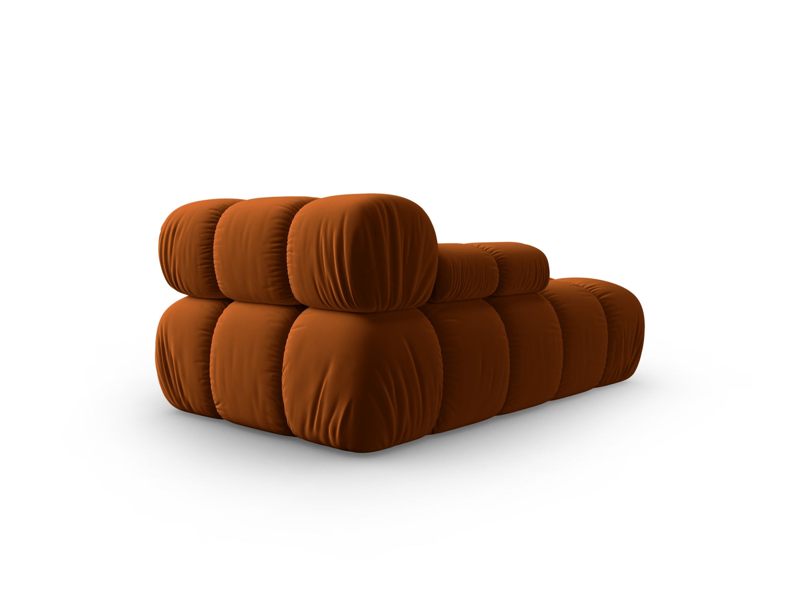 Stylisches Bellis Velour Sofa Chaise Lounge links, 1 Sitz, 94 cm, in warmem Terracotta, perfekt für einladende und moderne Wohnambiente.