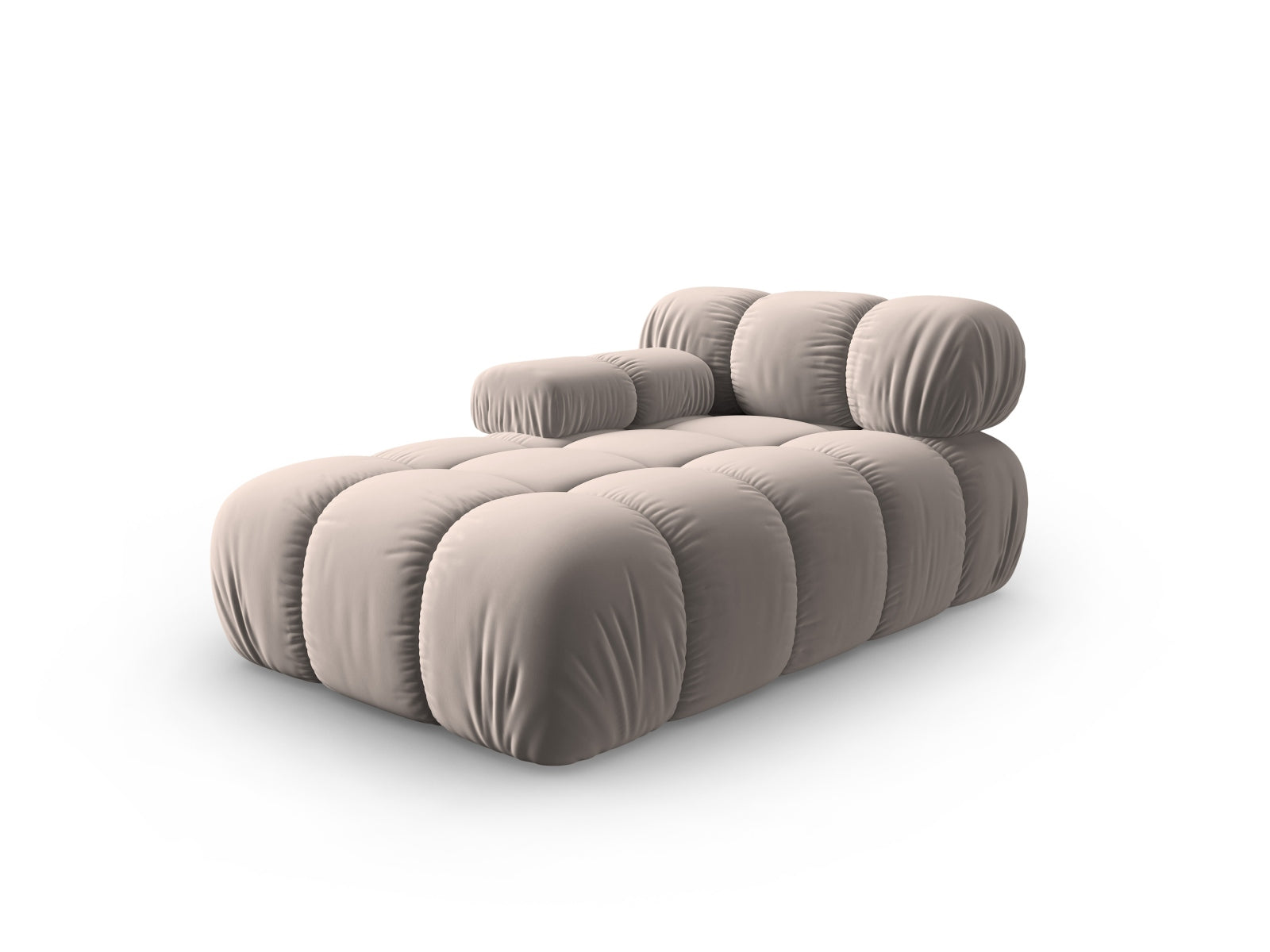 Elegantes Bellis Velour Sofa Chaise Lounge links mit 1 Sitz und 94 cm Breite in stilvollem Cappuccino-Bluvel, ideal für moderne Wohnräume.