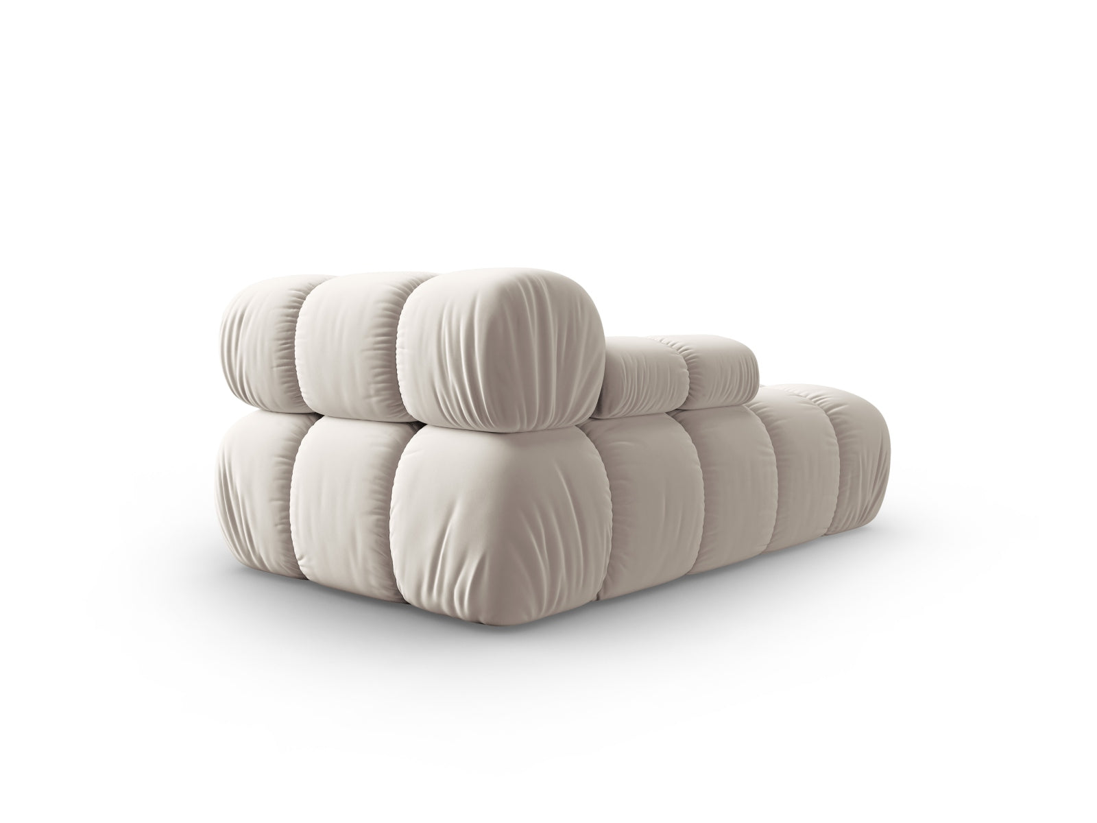Stilvolles Bellis Velour Sofa Chaise Lounge in Dunkelbeige, perfekt für moderne Interiors. Flexibles, modulares Design von Micadoni.