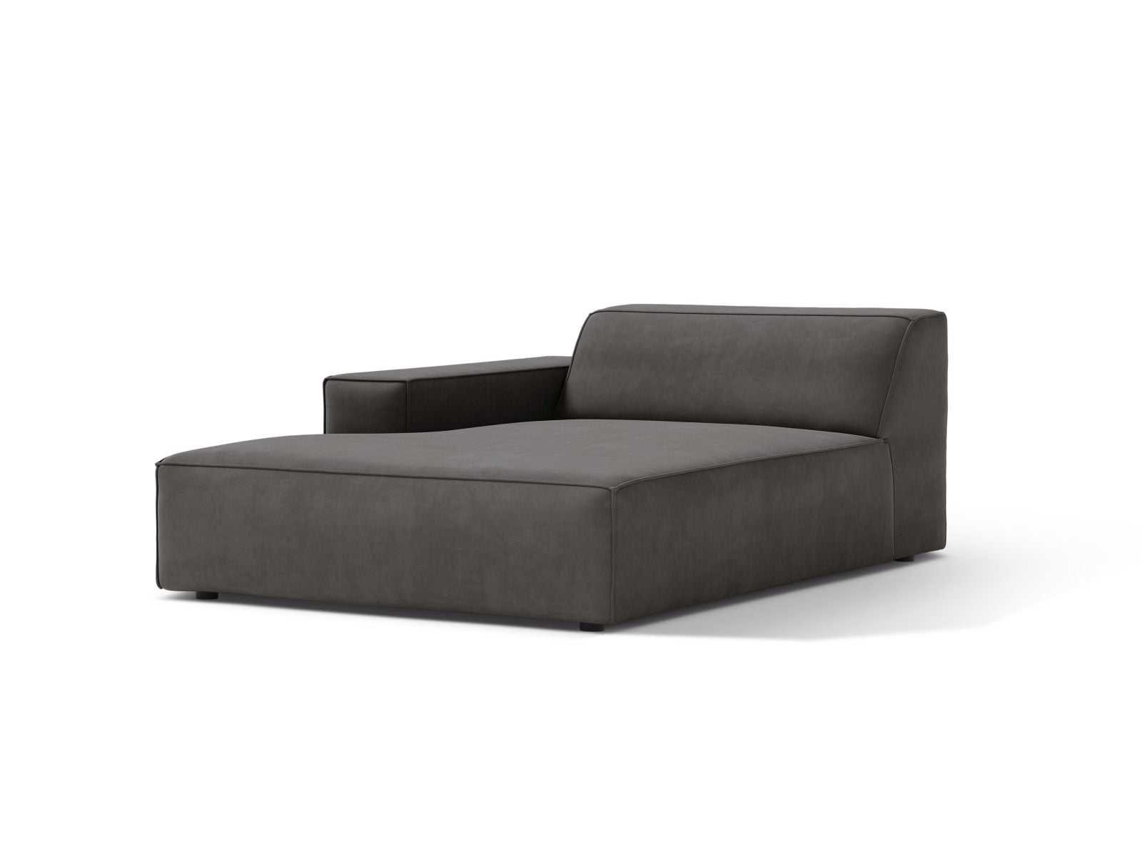 Elegante 1-Sitzer Chaise Longue Links Jodie in sanftem Grau, ideal für stilvolle Wohnräume. Teil der modularen Sofa-Kollektion von Micadoni.