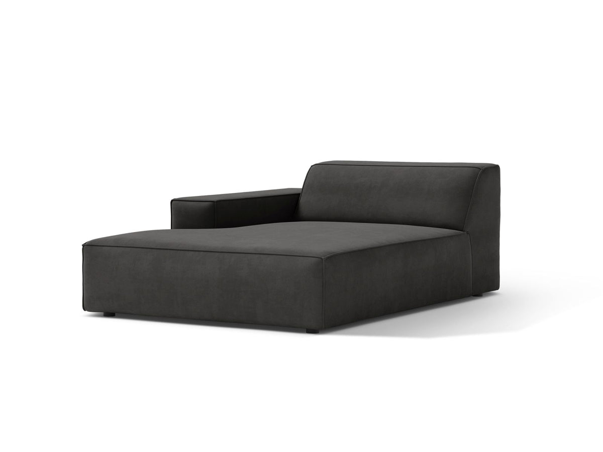 1-Sitzer Chaise Longue Links Jodie in Grey-Bluvel präsentiert im Onlineshop von KAQTU Design AG. Modulares Sofa ist von Micadoni