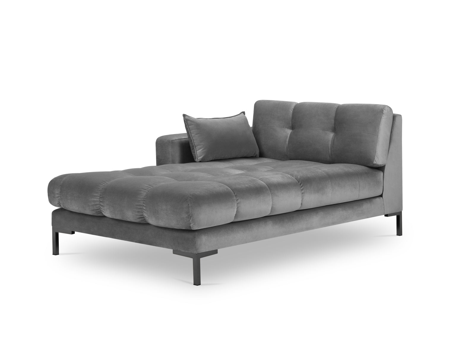 Mamaia Velour Sofa Chaise Lounge links 1 Sitz in Light Grey/Schwarz präsentiert im Onlineshop von KAQTU Design AG. L-Sofa links ist von Micadoni