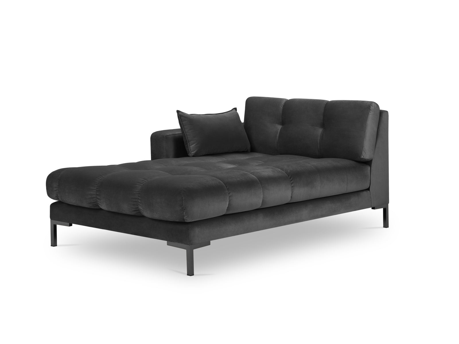 Mamaia Velour Sofa Chaise Lounge links 1 Sitz in Dark Grey/Schwarz präsentiert im Onlineshop von KAQTU Design AG. L-Sofa links ist von Micadoni