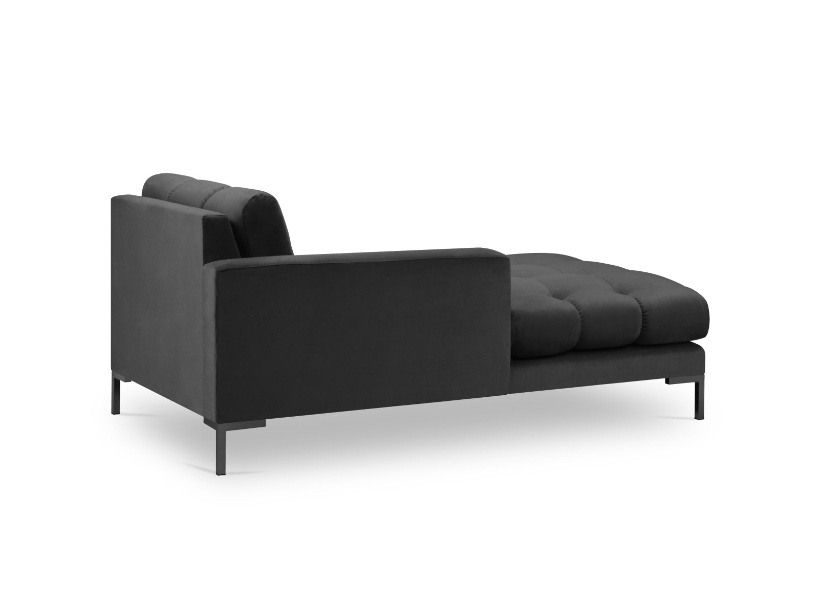 Modernes Mamaia Velour Sofa Chaise Lounge links in edlem Dunkelgrau, perfekt für gemütliche und elegante Wohnbereiche von Micadoni.