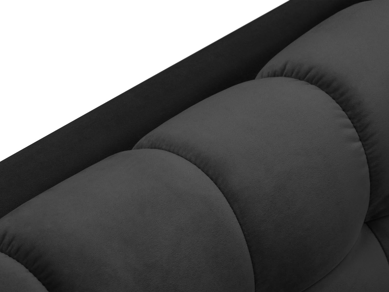 Stylisches Mamaia Velour Sofa Chaise Lounge links in edlem Dunkelgrau, perfekt für gemütliche und moderne Wohnambiente von Micadoni.