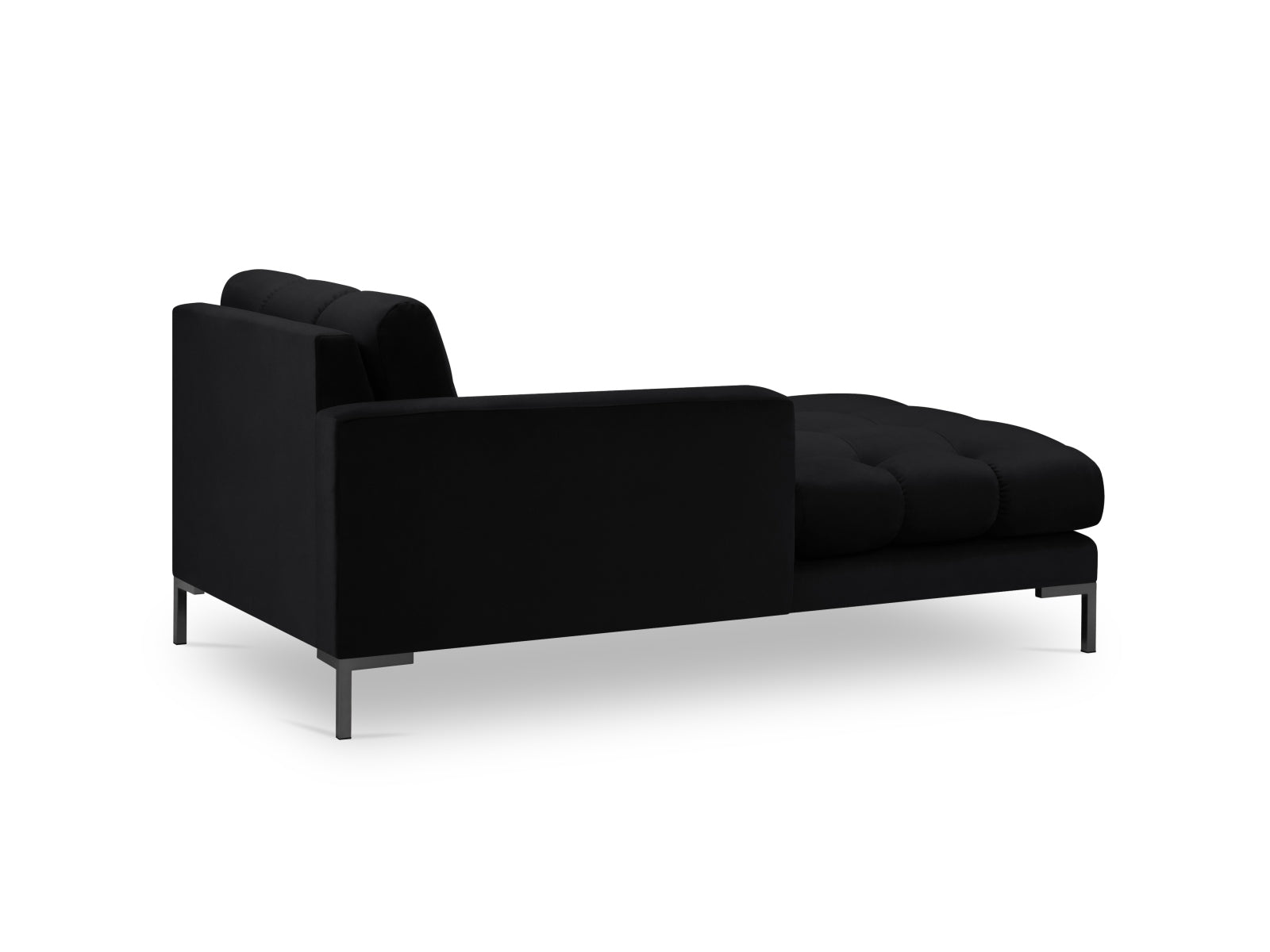 Stilvolles Mamaia Velour Sofa Chaise Lounge links in edlem Schwarz, perfekt für gemütliche und moderne Wohnambiente.