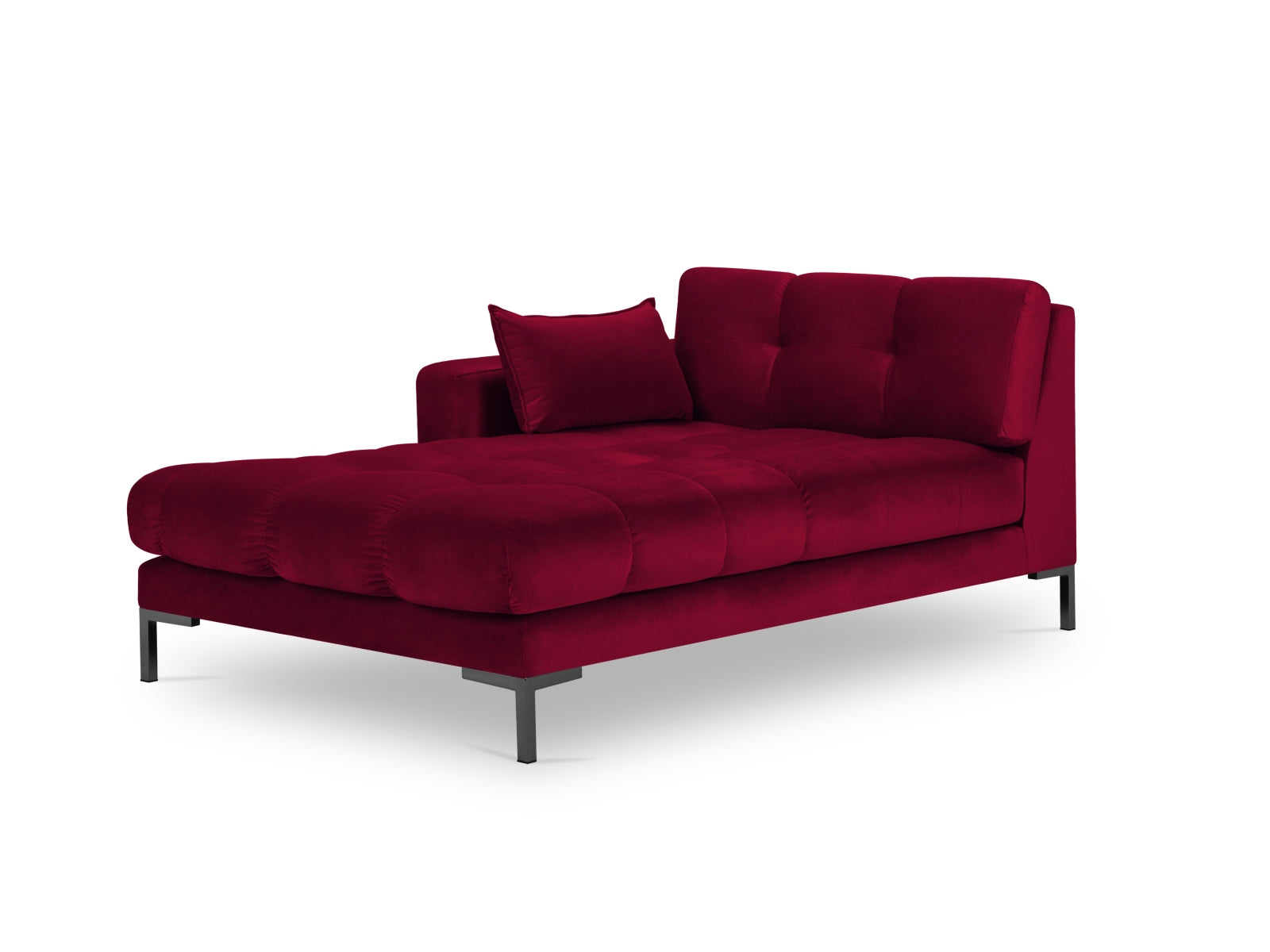Mamaia Velour Sofa Chaise Lounge links 1 Sitz in Red/Schwarz-Bluvel präsentiert im Onlineshop von KAQTU Design AG. L-Sofa links ist von Micadoni