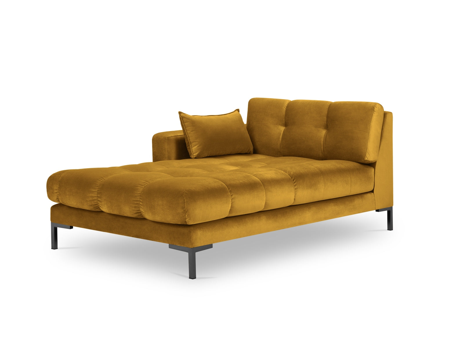 Mamaia Velour Sofa Chaise Lounge links 1 Sitz in Yellow/Schwarz-Bluvel präsentiert im Onlineshop von KAQTU Design AG. L-Sofa links ist von Micadoni