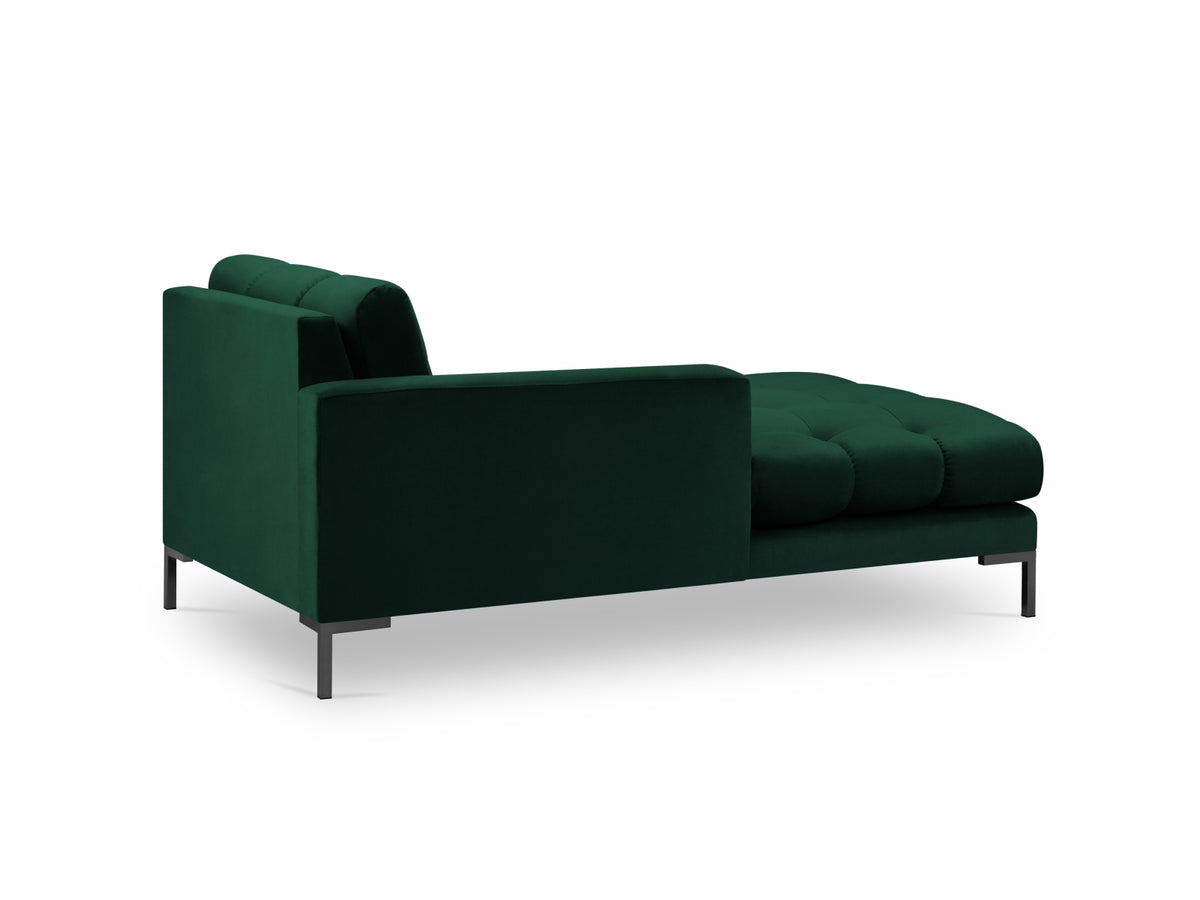 Mamaia Velour Sofa Chaise Lounge links 1 Sitz in Bottle Green/Schwarz-Bluvel präsentiert im Onlineshop von KAQTU Design AG. L-Sofa links ist von Micadoni