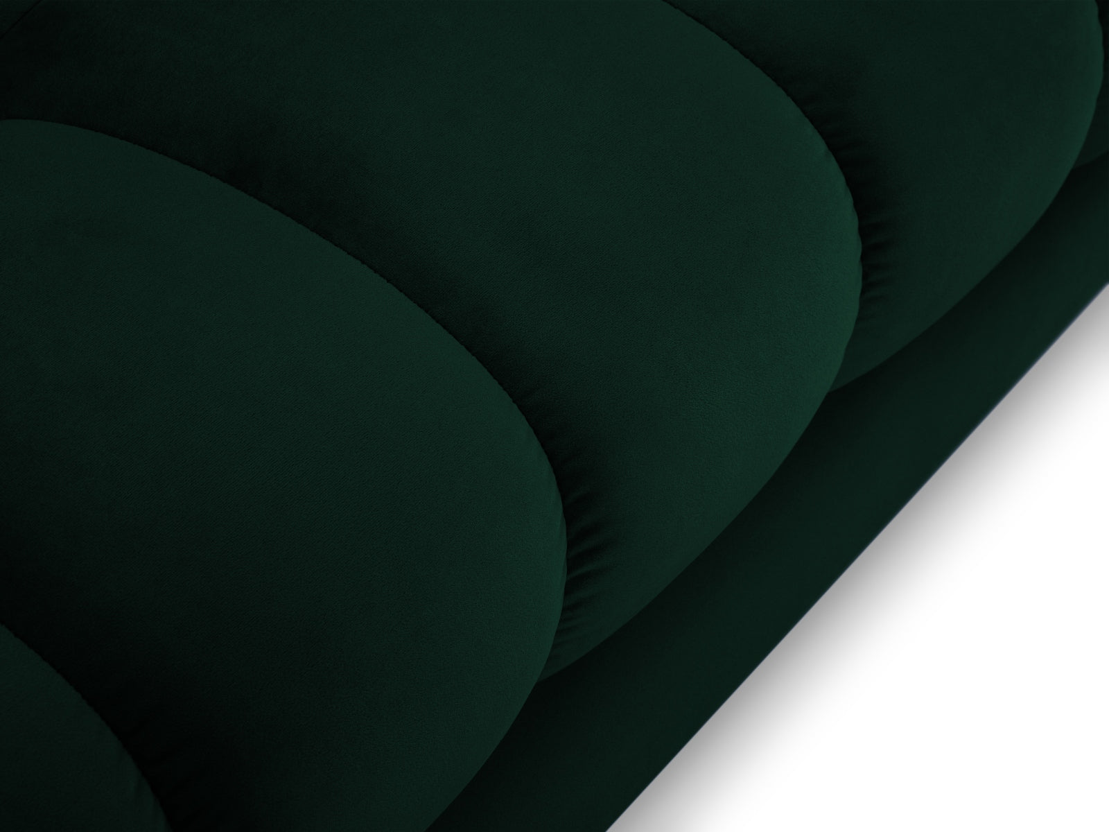 Elegantes Mamaia Velour Sofa Chaise Lounge links in edlem Flaschengrün, ideal für moderne Wohnräume und entspannende Momente.