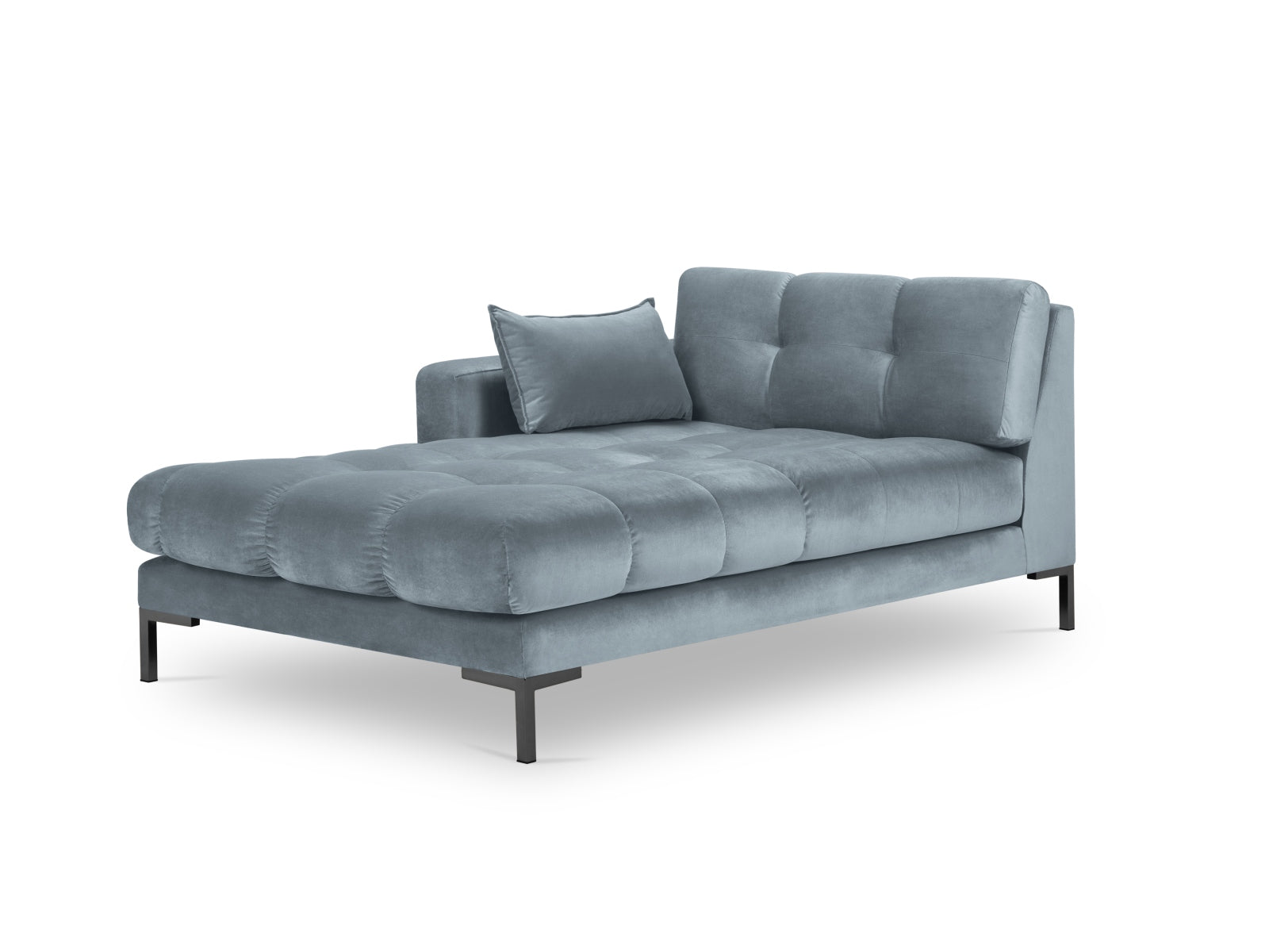 Mamaia Velour Sofa Chaise Lounge links 1 Sitz in Light Blue/Schwarz präsentiert im Onlineshop von KAQTU Design AG. L-Sofa links ist von Micadoni