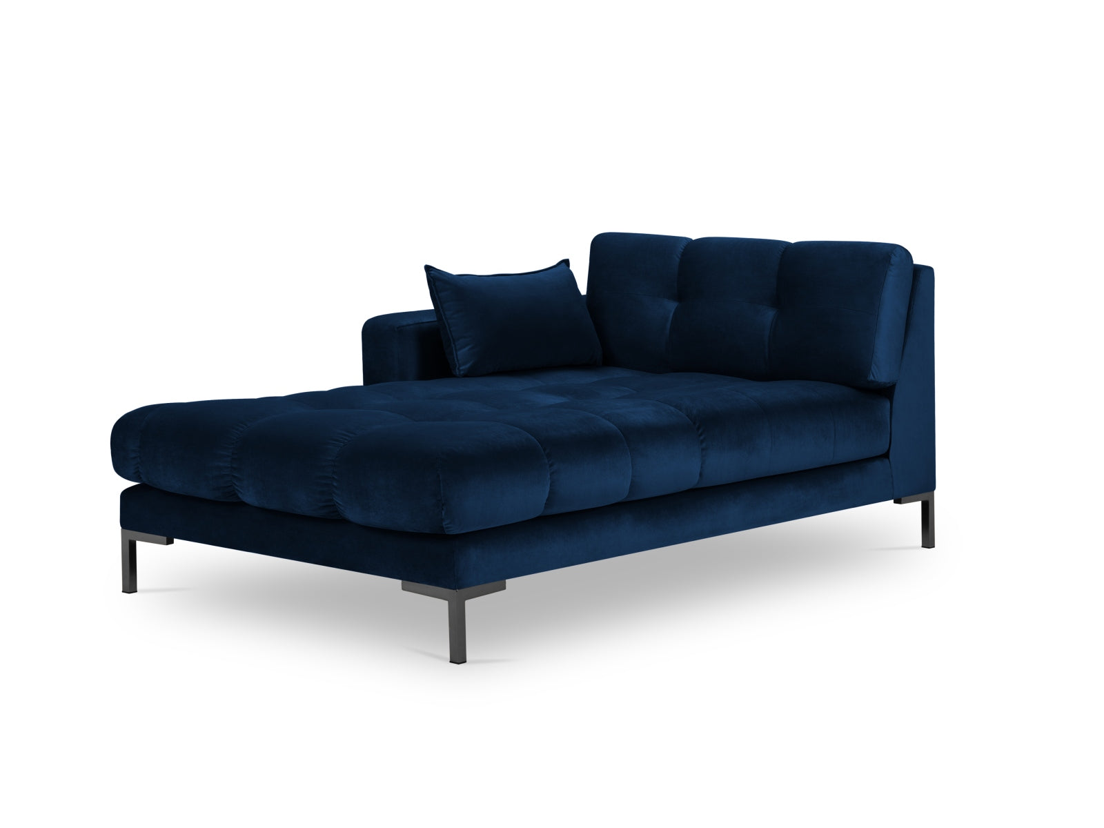Mamaia Velour Sofa Chaise Lounge links 1 Sitz in Royal Blue/Schwarz präsentiert im Onlineshop von KAQTU Design AG. L-Sofa links ist von Micadoni