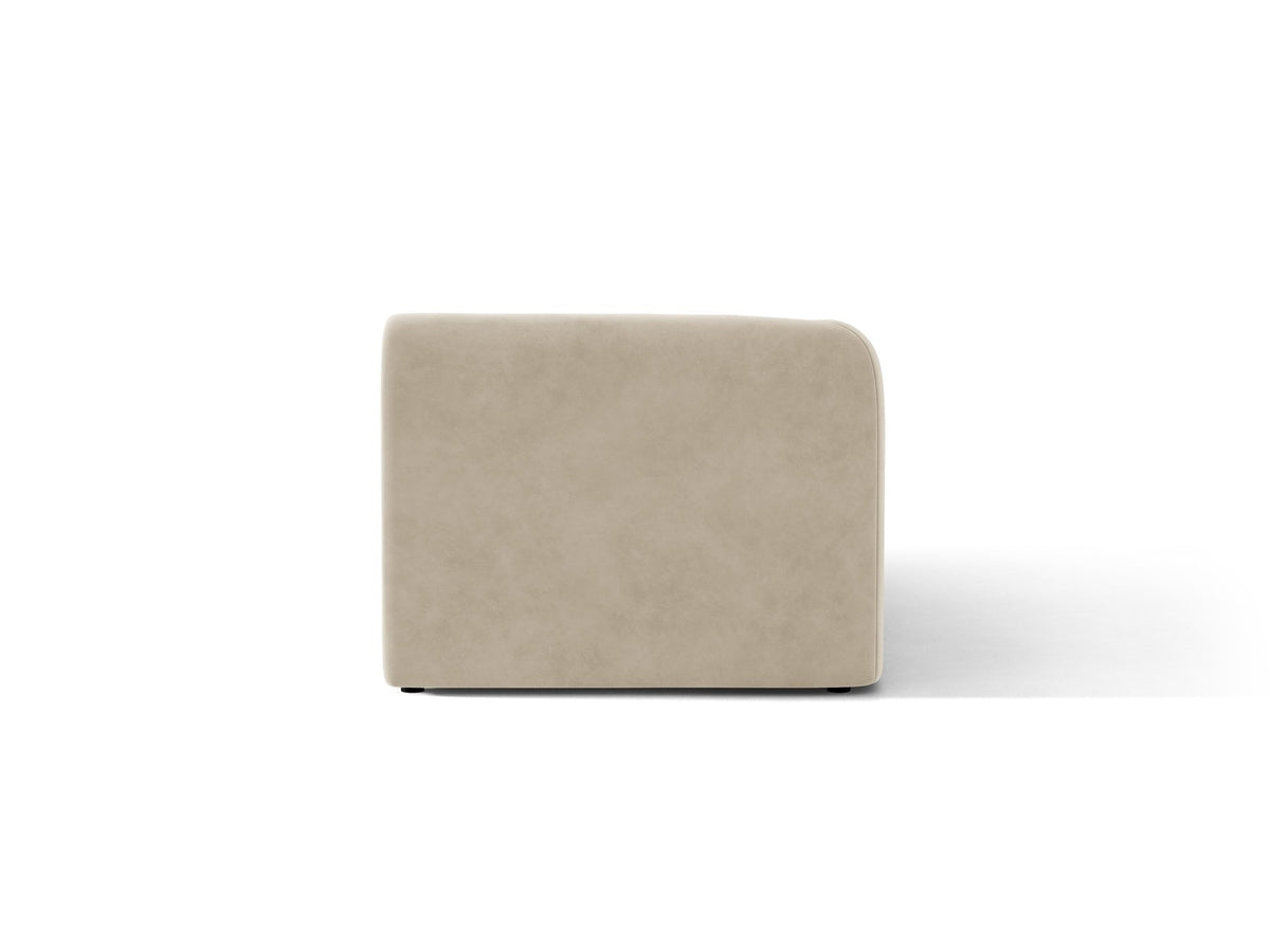 Chaiselongue Miley von Micadoni in Dunkelbeige mit Bluvel-Stoffbezug, schwarzen Kunststoffbeinen und niedriger Rückenlehne, modulares Sofa-Element.