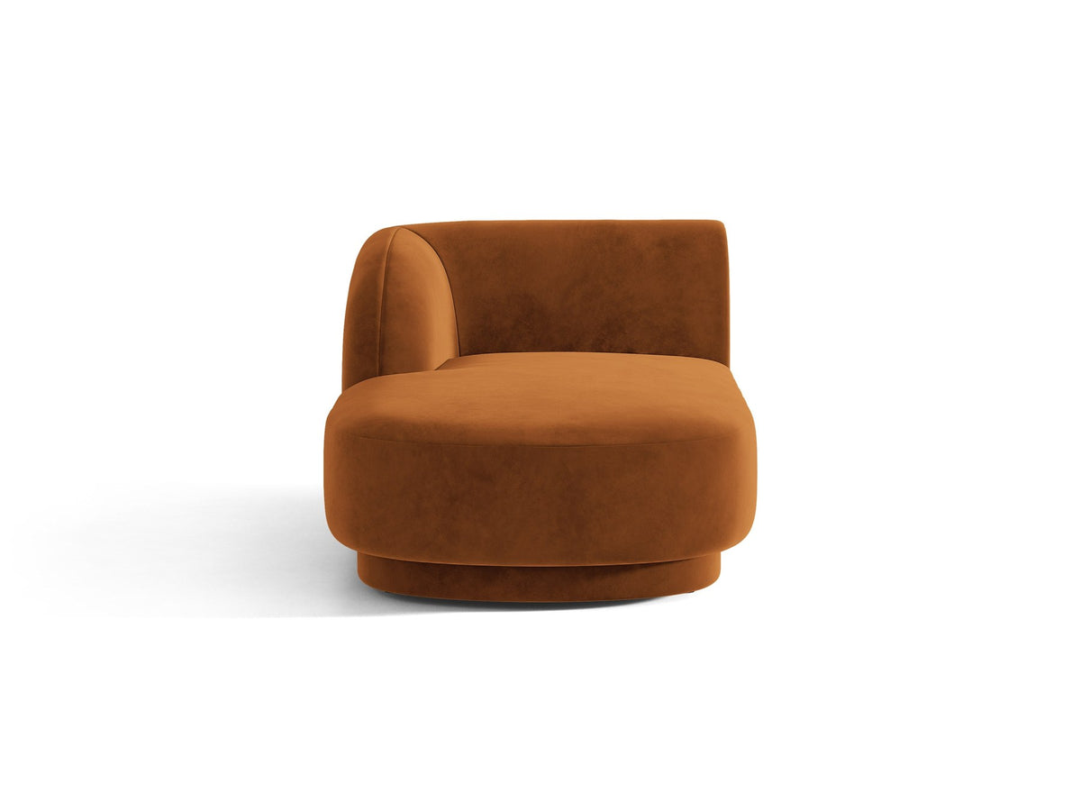 Chaiselongue Miley von Micadoni in Dunkelbeige mit Bluvel-Stoffbezug, schwarzen Kunststoffbeinen und niedriger Rückenlehne, modulares Sofa-Element.