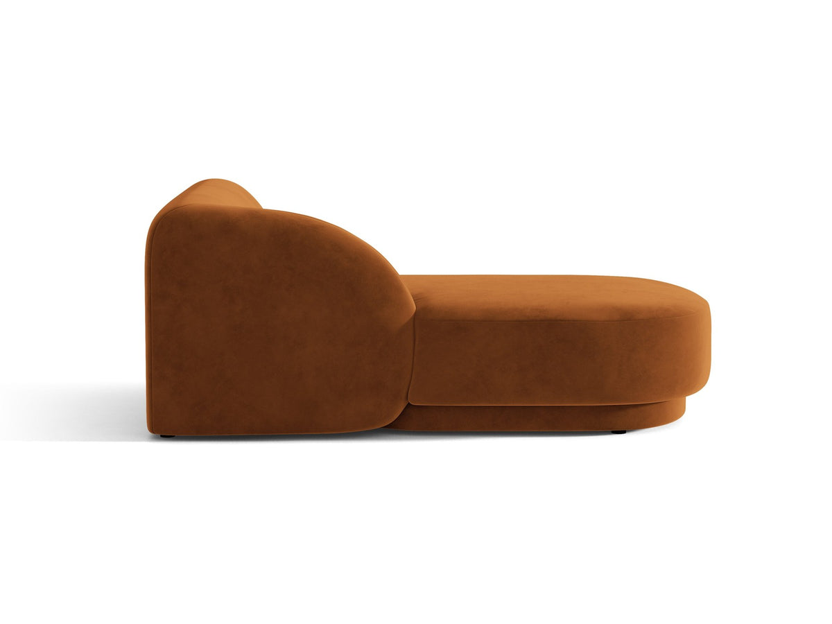 Chaiselongue Miley von Micadoni in Dunkelbeige mit Bluvel-Stoffbezug, schwarzen Kunststoffbeinen und niedriger Rückenlehne, modulares Sofa-Element.