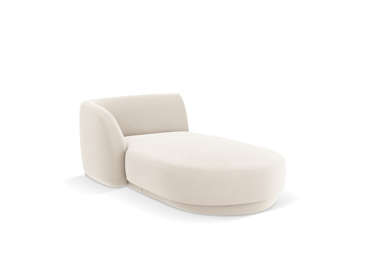 Miley Velour Sofa Chaise Lounge links 2 Sitzer in Light Beige-Bluvel präsentiert im Onlineshop von KAQTU Design AG. L-Sofa links ist von Micadoni