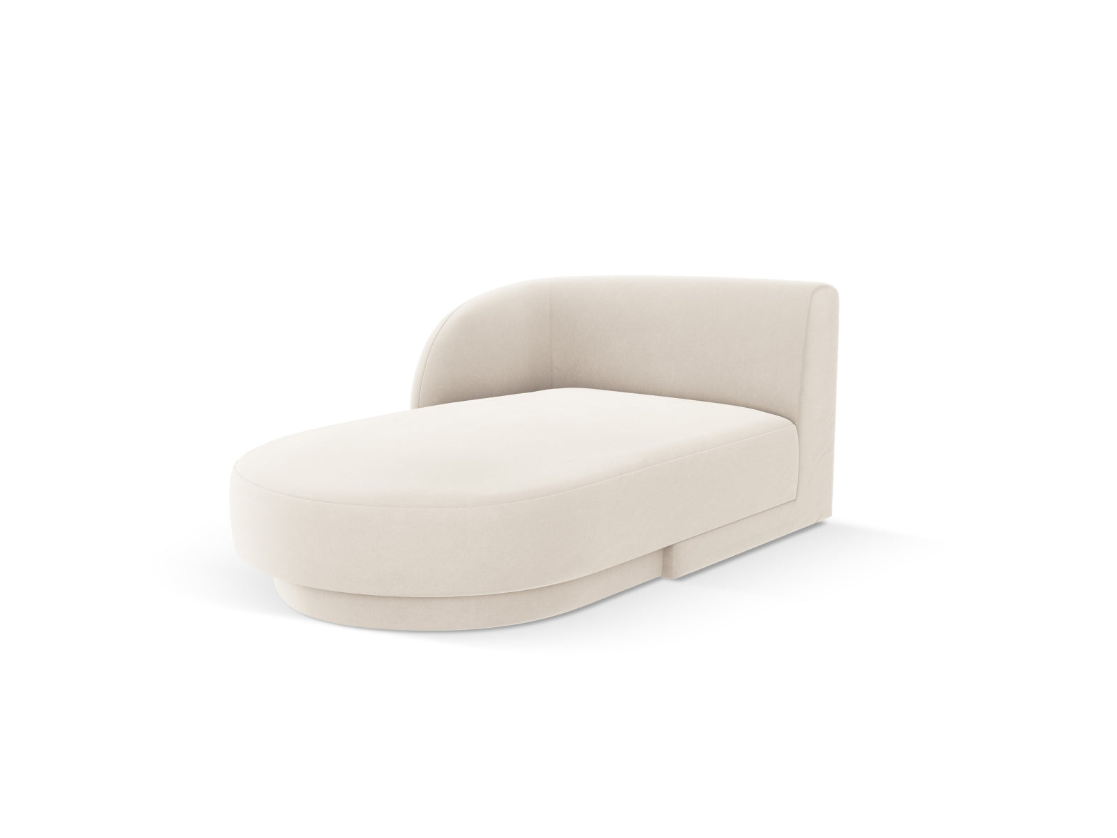 Elegantes Miley Velour Sofa Chaise Lounge links, 2-Sitzer in sanftem Beige, ideal für stilvolle Wohnräume, von Micadoni.