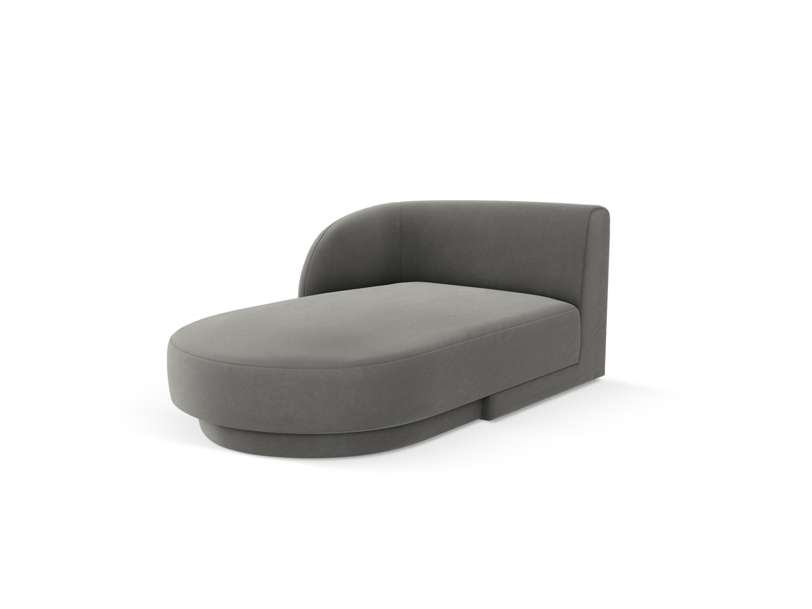 Elegantes Miley Velour Sofa Chaise Lounge links, 2-Sitzer in sanftem Grau-Blau, ideal für stilvolle Wohnräume.