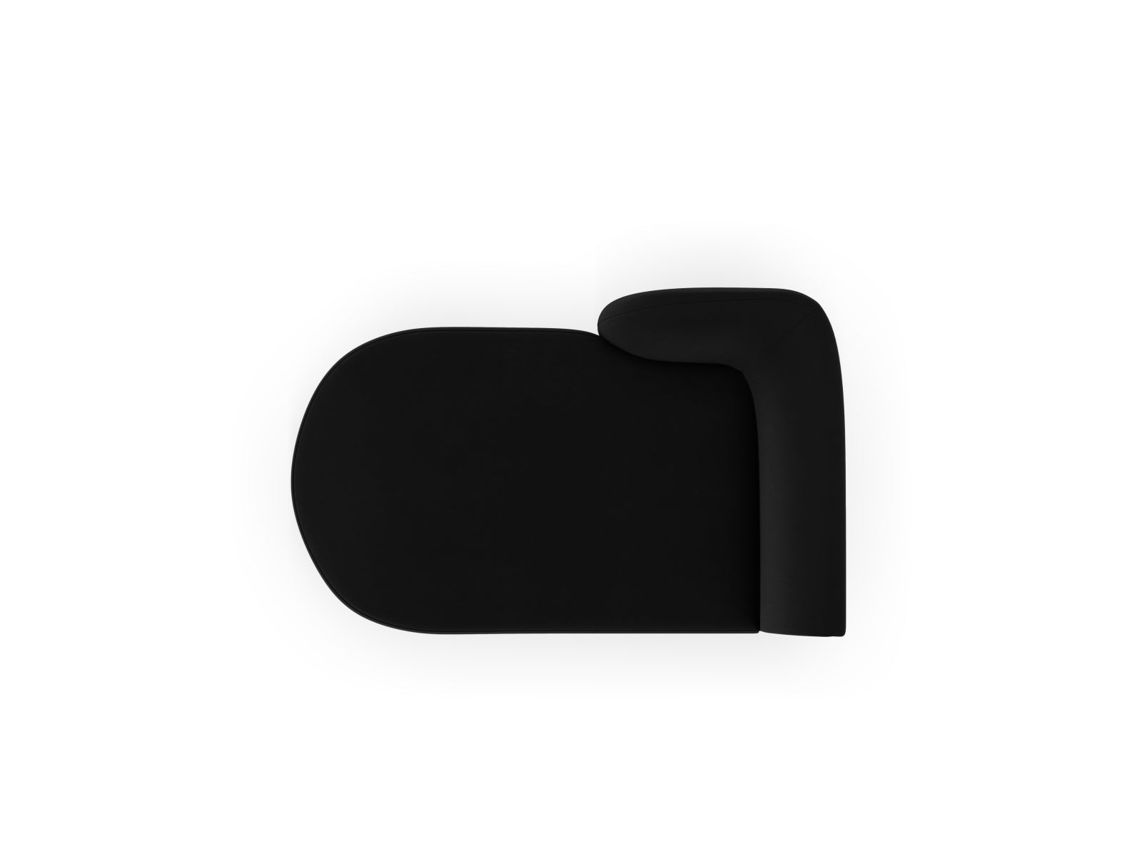 Elegantes Miley Velour Sofa Chaise Lounge links, 2-Sitzer in hochwertigem Black-Bluvel, ideal für moderne und komfortable Wohnräume.