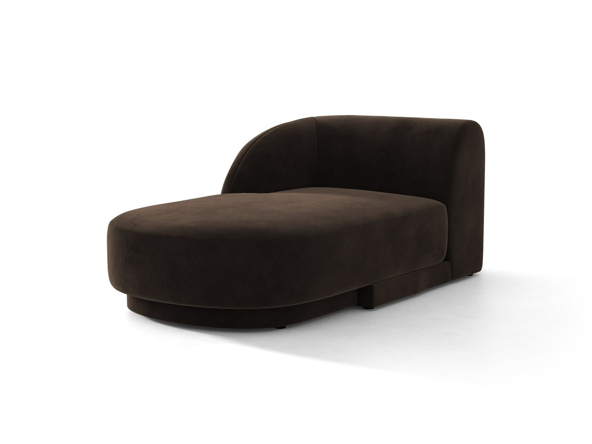 Chaiselongue Miley von Micadoni in Dunkelbeige mit Bluvel-Stoffbezug, schwarzen Kunststoffbeinen und niedriger Rückenlehne, modulares Sofa-Element.