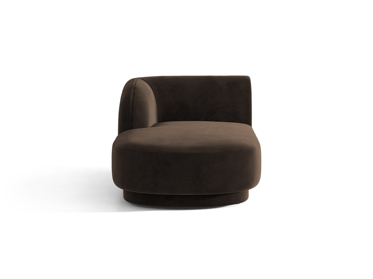 Chaiselongue Miley von Micadoni in Dunkelbeige mit Bluvel-Stoffbezug, schwarzen Kunststoffbeinen und niedriger Rückenlehne, modulares Sofa-Element.