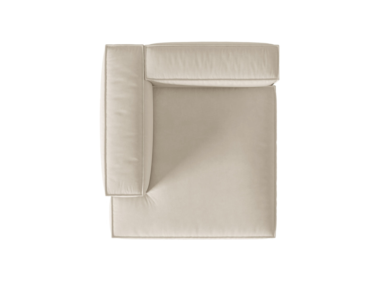 Elegante Nuria Velour Chaise Longue links in sanftem Beige, ideal für zeitgemäße Einrichtungsideen. Hochwertiges Sofa von Micadoni.