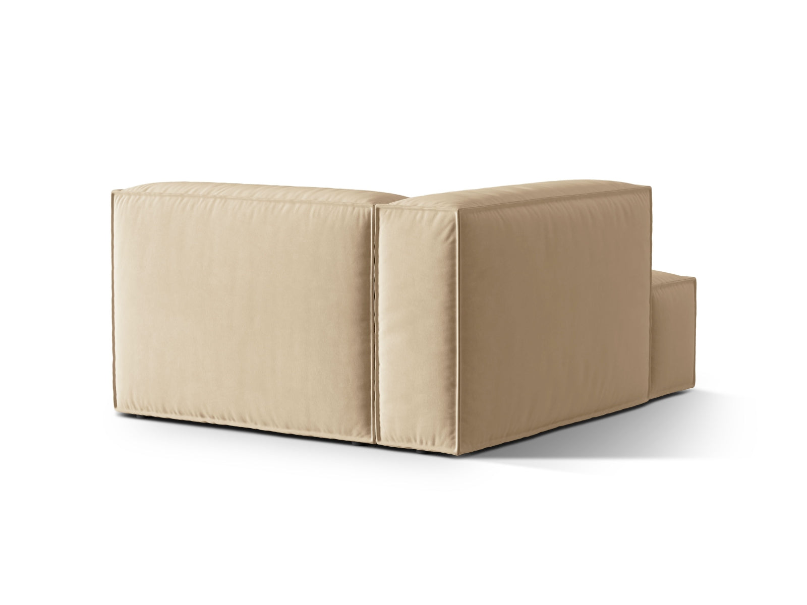 Stilvolle Nuria Velour Chaise Longue links 1 Sitzer in zartem Nude, perfekt für gemütliche Ecken und modernes Interieur.
