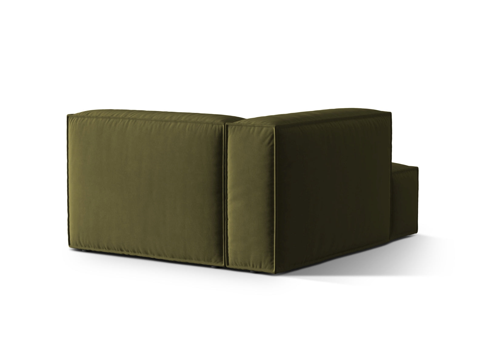 Stilvolle Nuria Velour Chaise Longue links in einem modernen Design, perfekt für gemütliche Leseecken oder entspannte Abende.