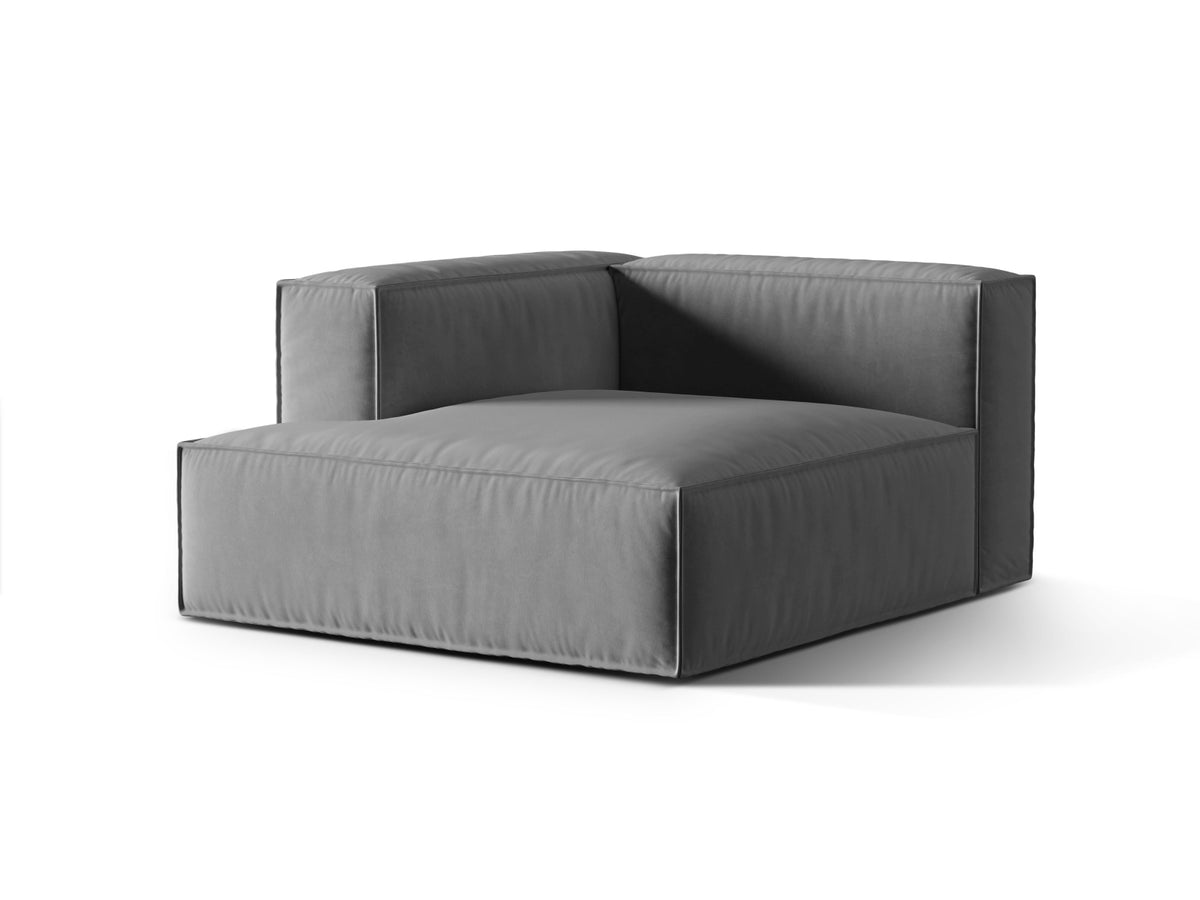 Nuria Velour Chaise Longue links 1 Sitzer in Grey-Paris präsentiert im Onlineshop von KAQTU Design AG. Modulares Sofa ist von Micadoni