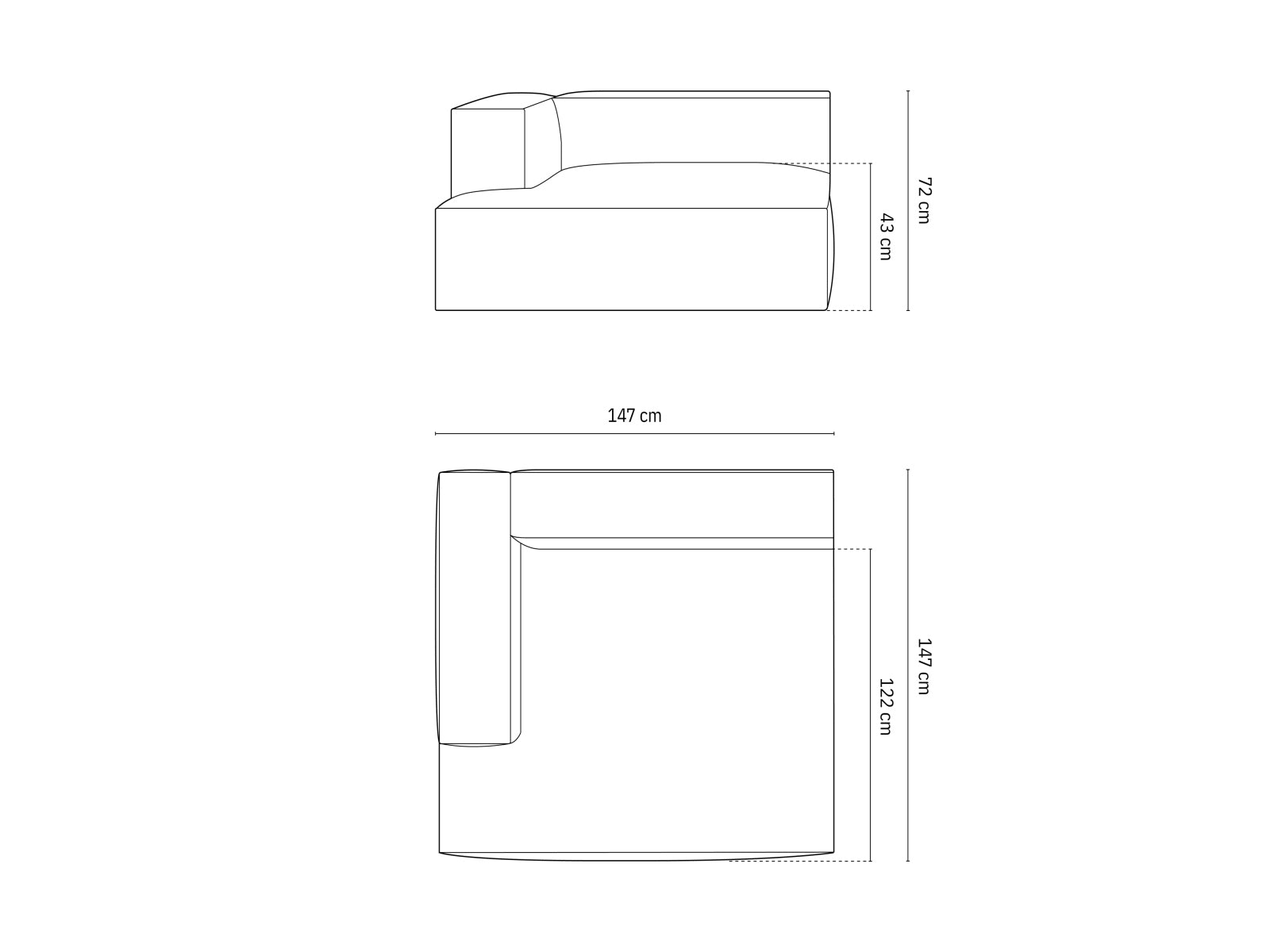 Stilvolle Chaise Longue Links Nuria im warmen Cappuccino-Liberty, perfekt für gemütliche Leseecken und moderne Wohnkonzepte.