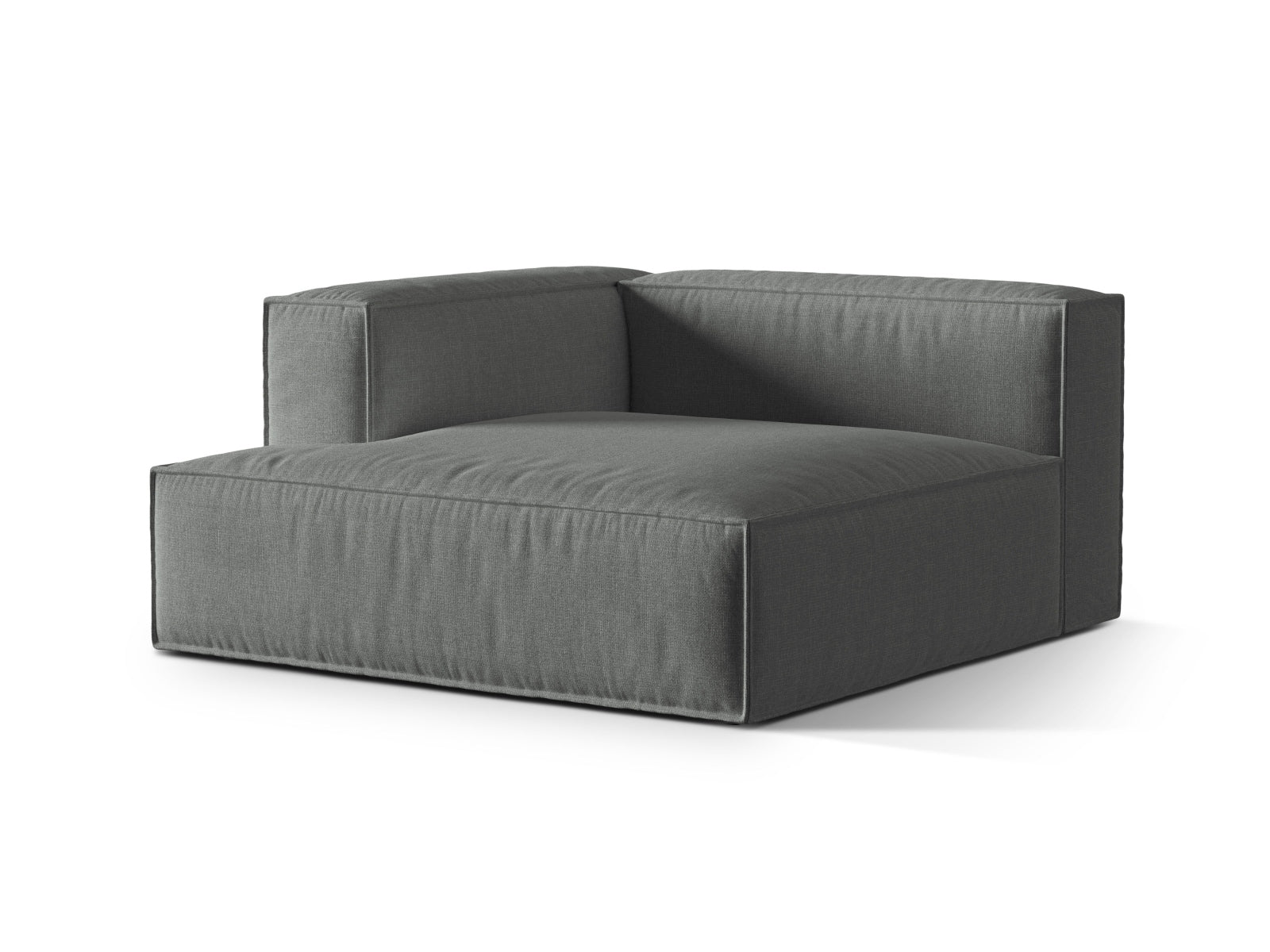 Eleganter 1-Sitzer Chaise Longue Links Nuria in stilvollem Grau, ideal für moderne Wohnräume und vielseitige Sofa-Kombinationen.