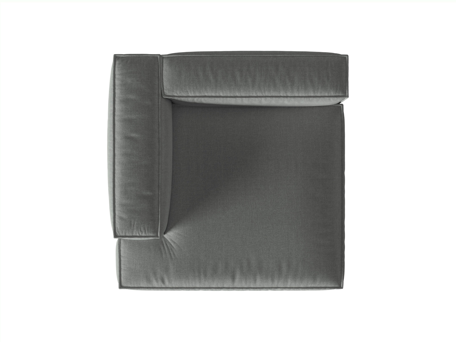 Modularer 1-Sitzer Chaise Longue Links Nuria in zeitgemäßem Grau, perfekt für kreative Raumgestaltungen und komfortable Entspannung.