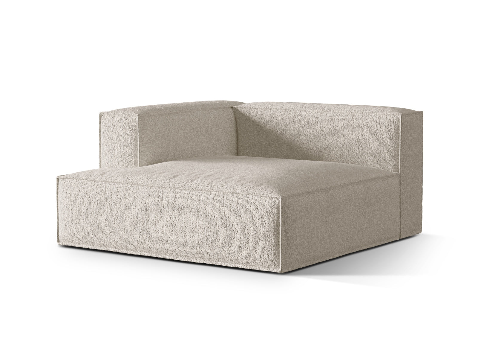 Beige Nuria Modular Chaise Longue links 1 Sitzer von Micadoni, stilvolles und flexibles Sofa für modernes Wohnen.