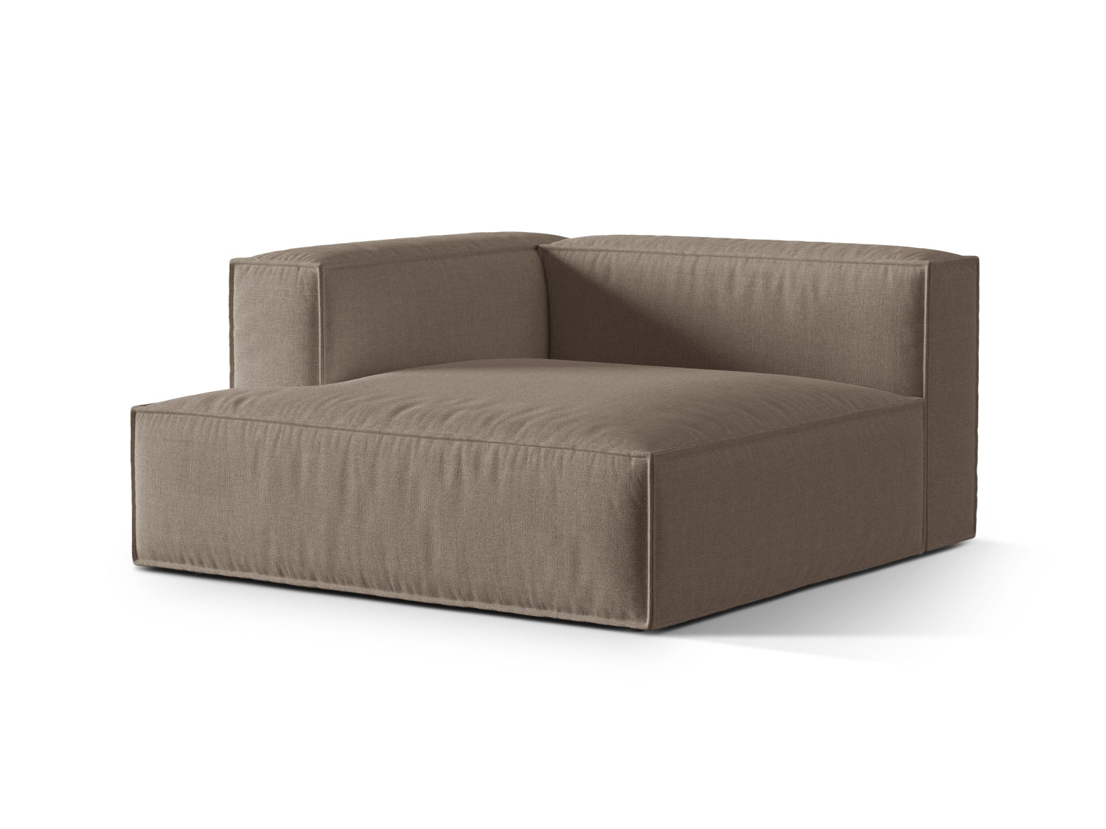 Moderne Nuria Velour Chaise Longue links 1 Sitzer in edlem Grau, perfekt für gemütliche Abende und geschmackvolle Wohnräume.