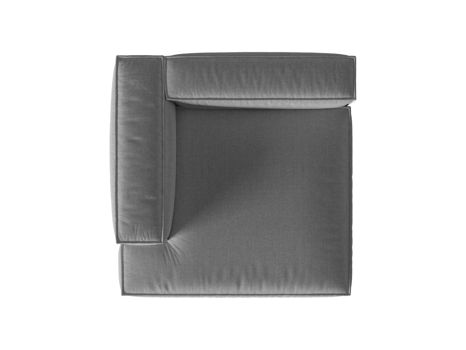 Stilvolle Nuria Velour Chaise Longue links in edlem Grau, perfekt für moderne Wohnkonzepte und gemütliche Entspannungsecken.