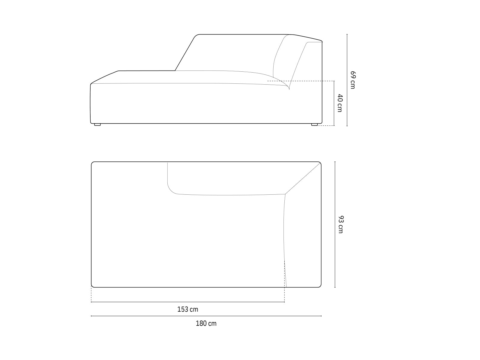 Elegantes Ruby Sofa Chaise Lounge mit rechter Armlehne, ideal für modernes Wohnen und gemütliche Stunden von Micadoni.
