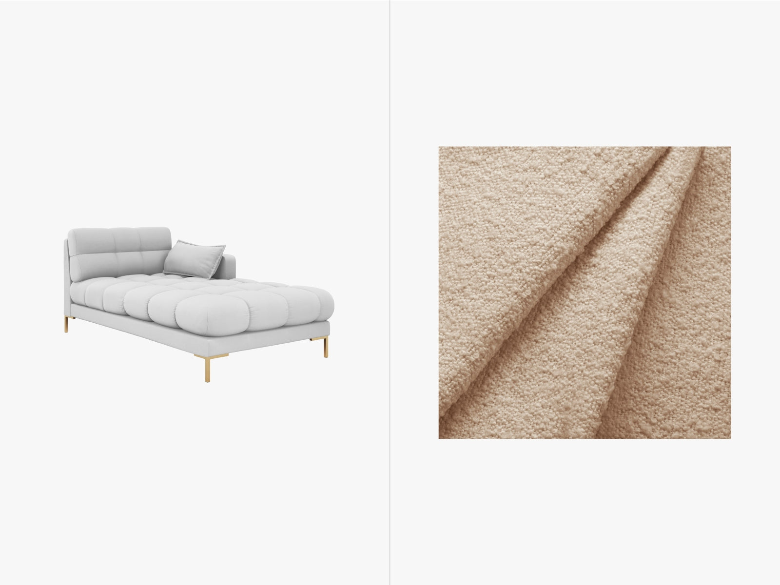 Mamaia Sofa Chaise Lounge rechts 1 Sitz in Beige/Gold präsentiert im Onlineshop von KAQTU Design AG. L-Sofa rechts ist von Micadoni