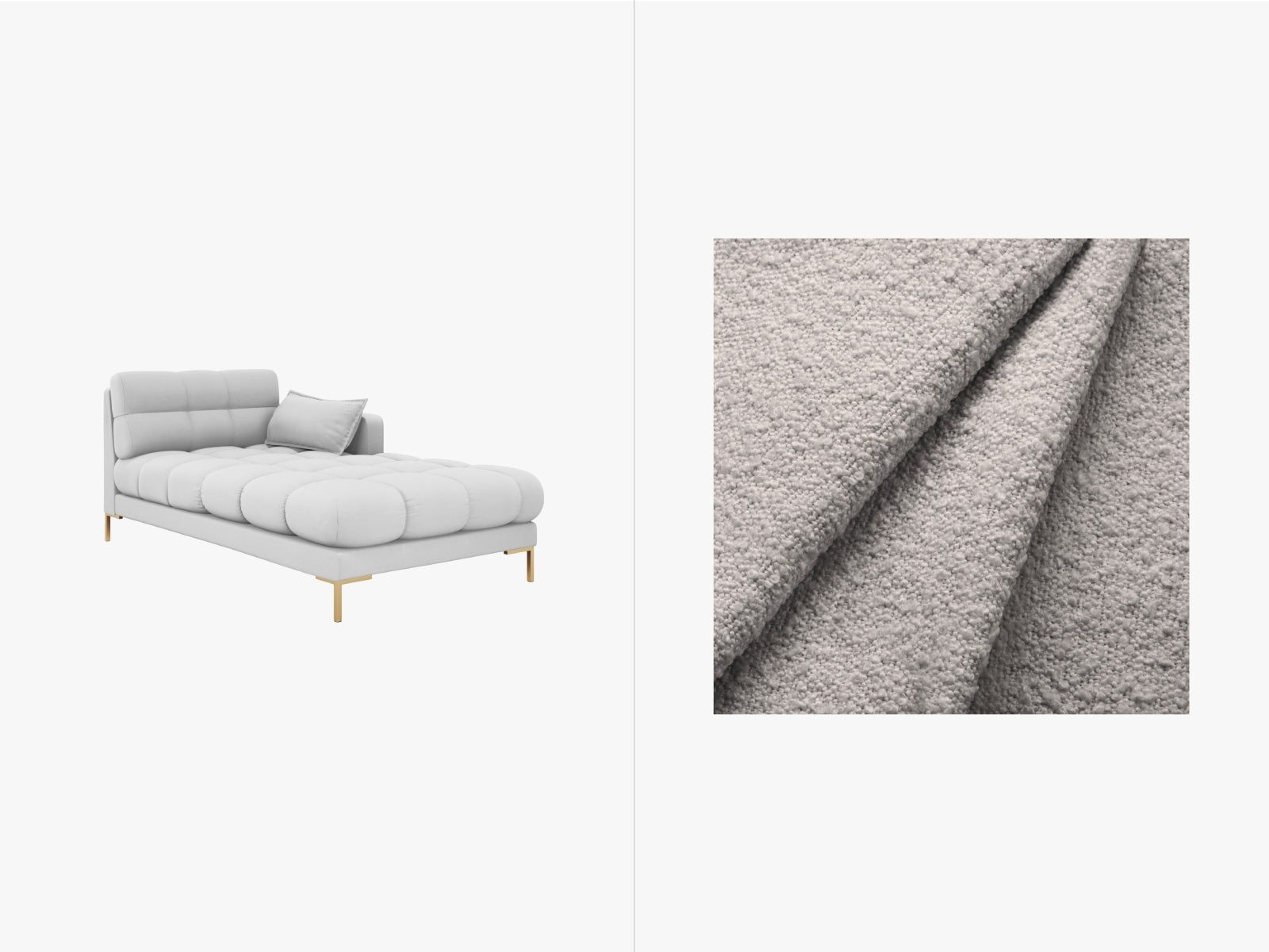 Mamaia Sofa Chaise Lounge rechts 1 Sitz in Light Grey/Gold präsentiert im Onlineshop von KAQTU Design AG. L-Sofa rechts ist von Micadoni